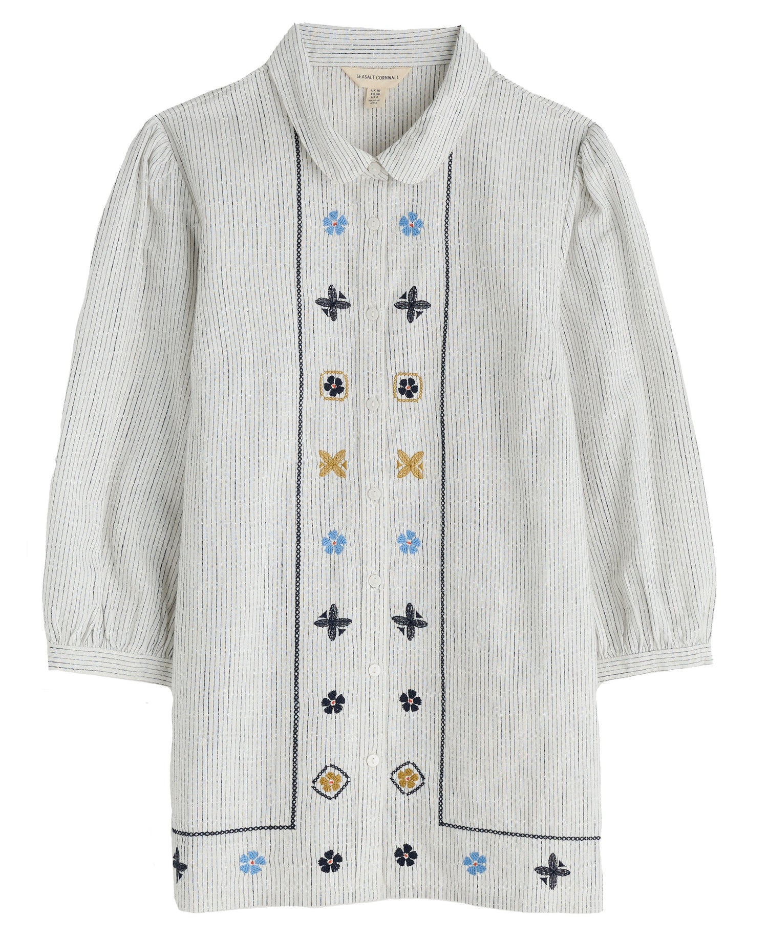 Hope Cottage Embroidered Blouse - Simplicity Stripe Chalk Maritime