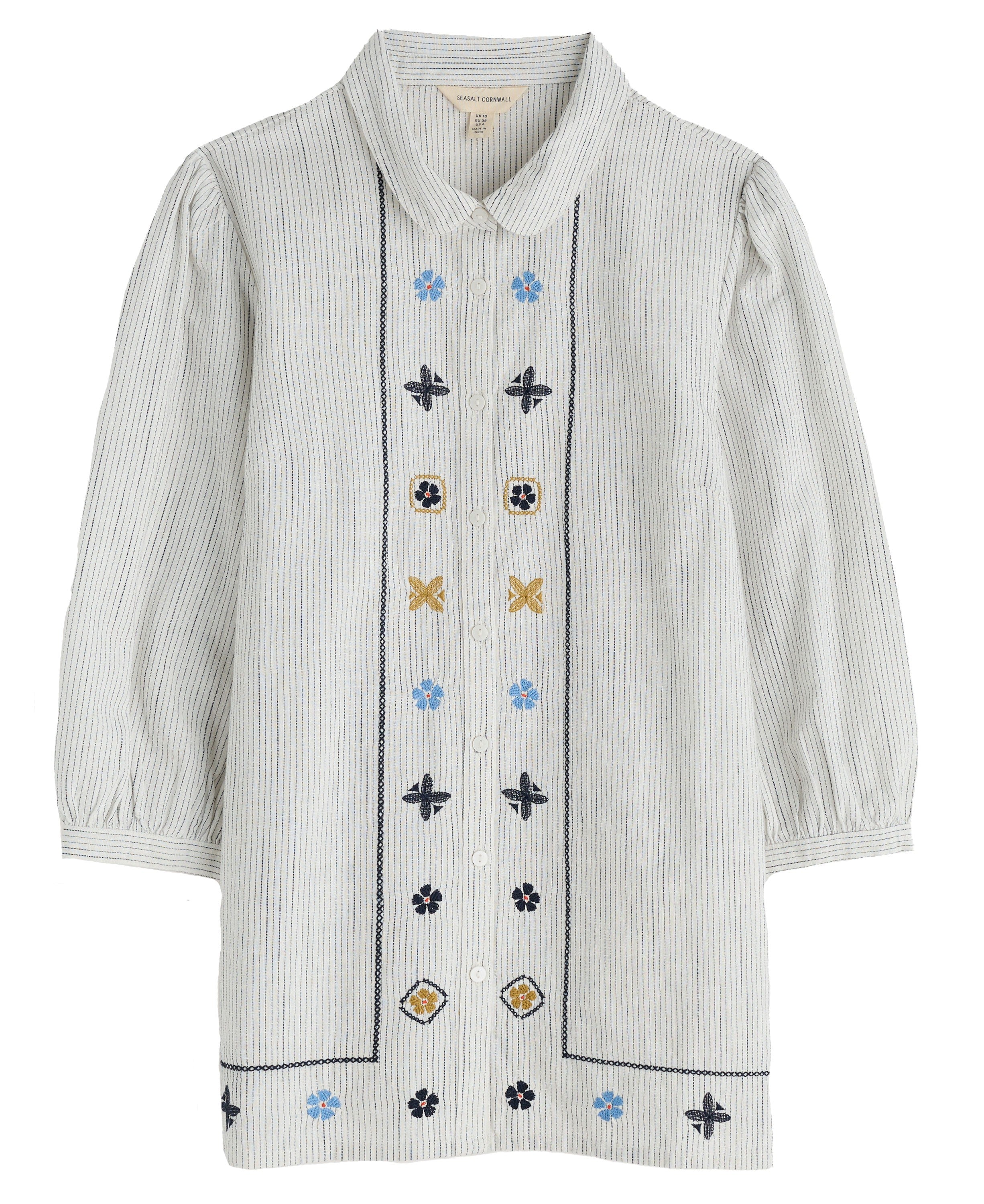 Hope Cottage Embroidered Blouse - Simplicity Stripe Chalk Maritime