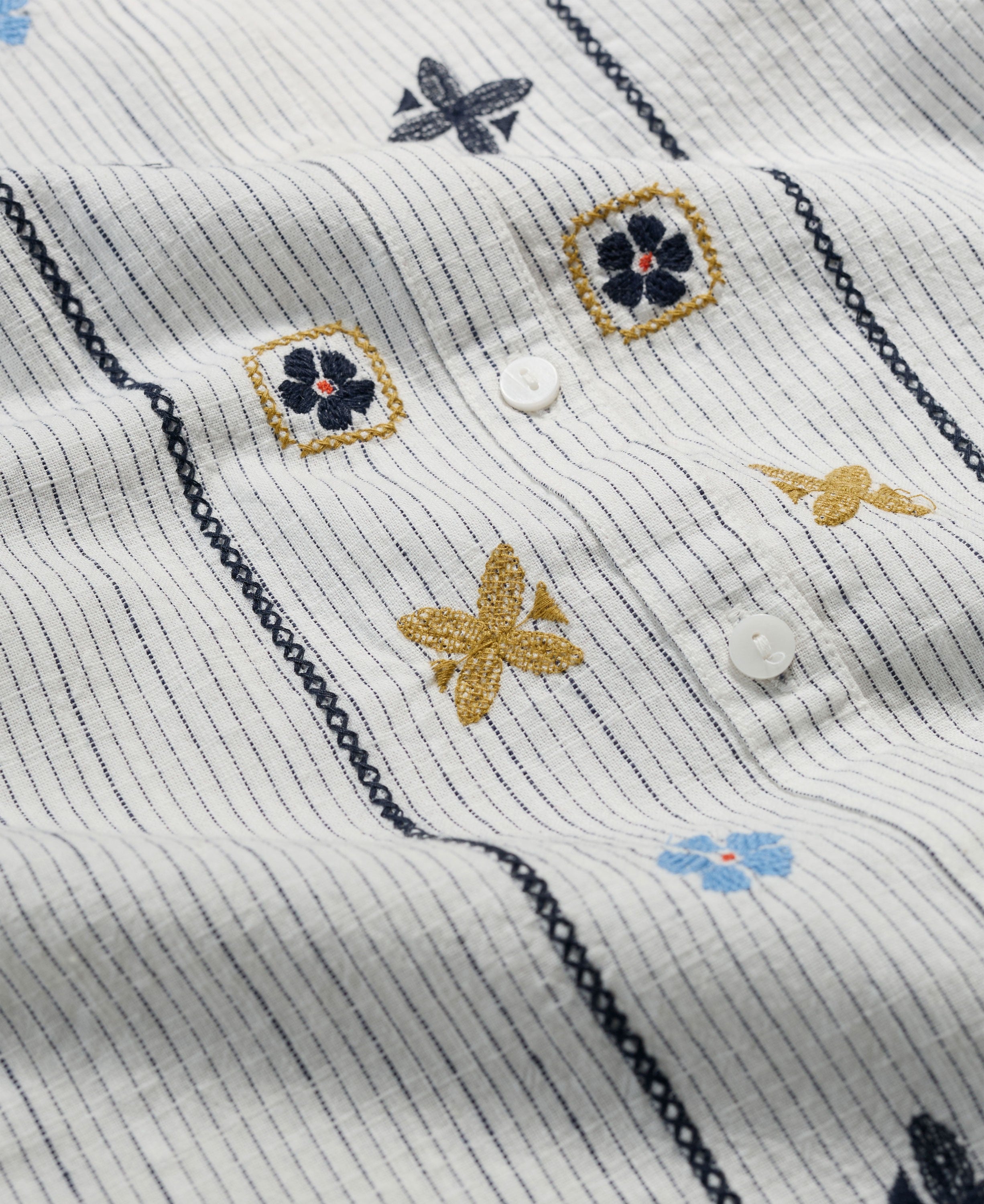 Hope Cottage Embroidered Blouse - Simplicity Stripe Chalk Maritime