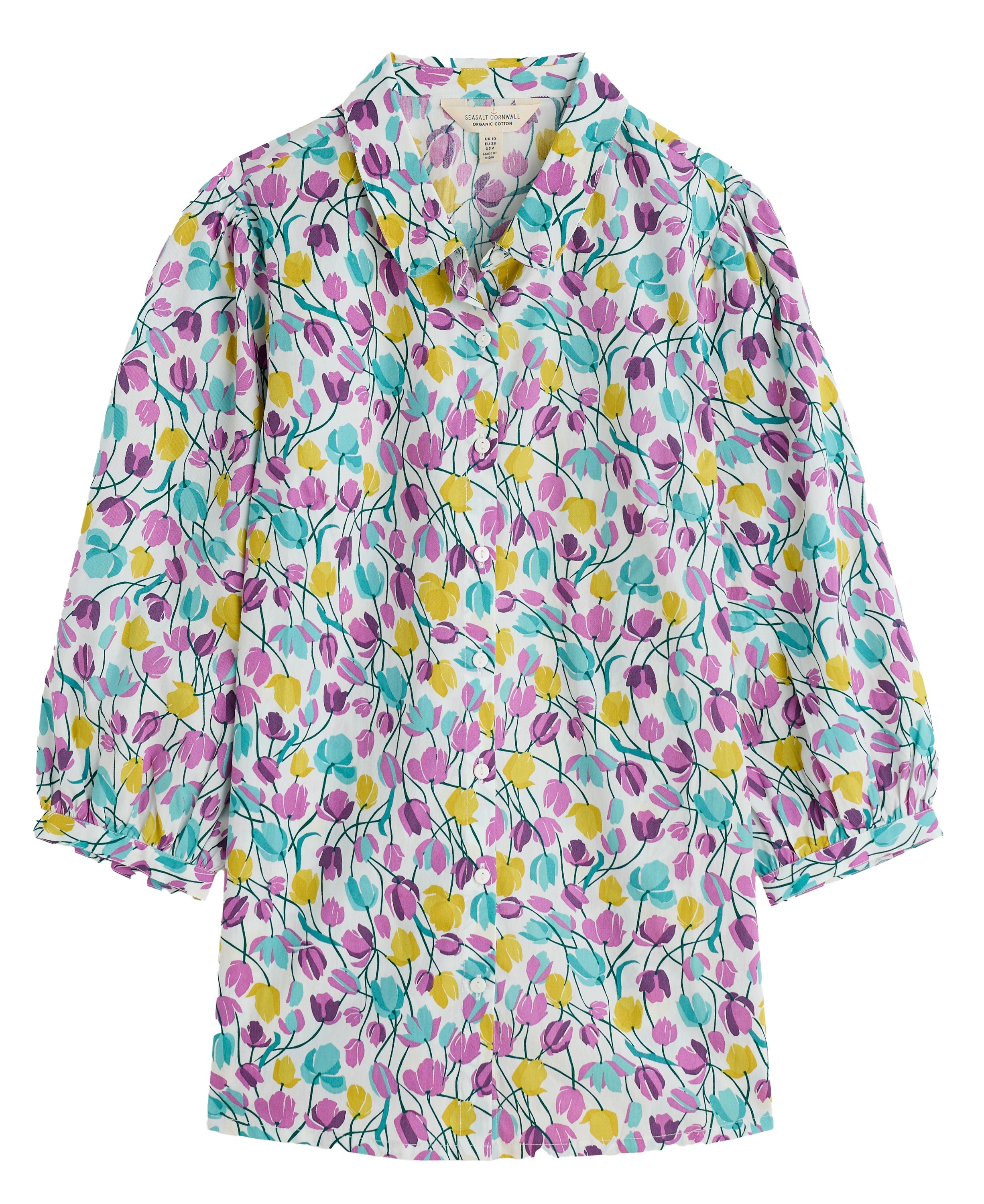 Hope Cottage Organic Cotton Blouse - Spring Tulips Chalk