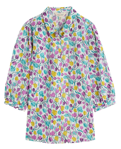 Hope Cottage Organic Cotton Blouse - Spring Tulips Chalk