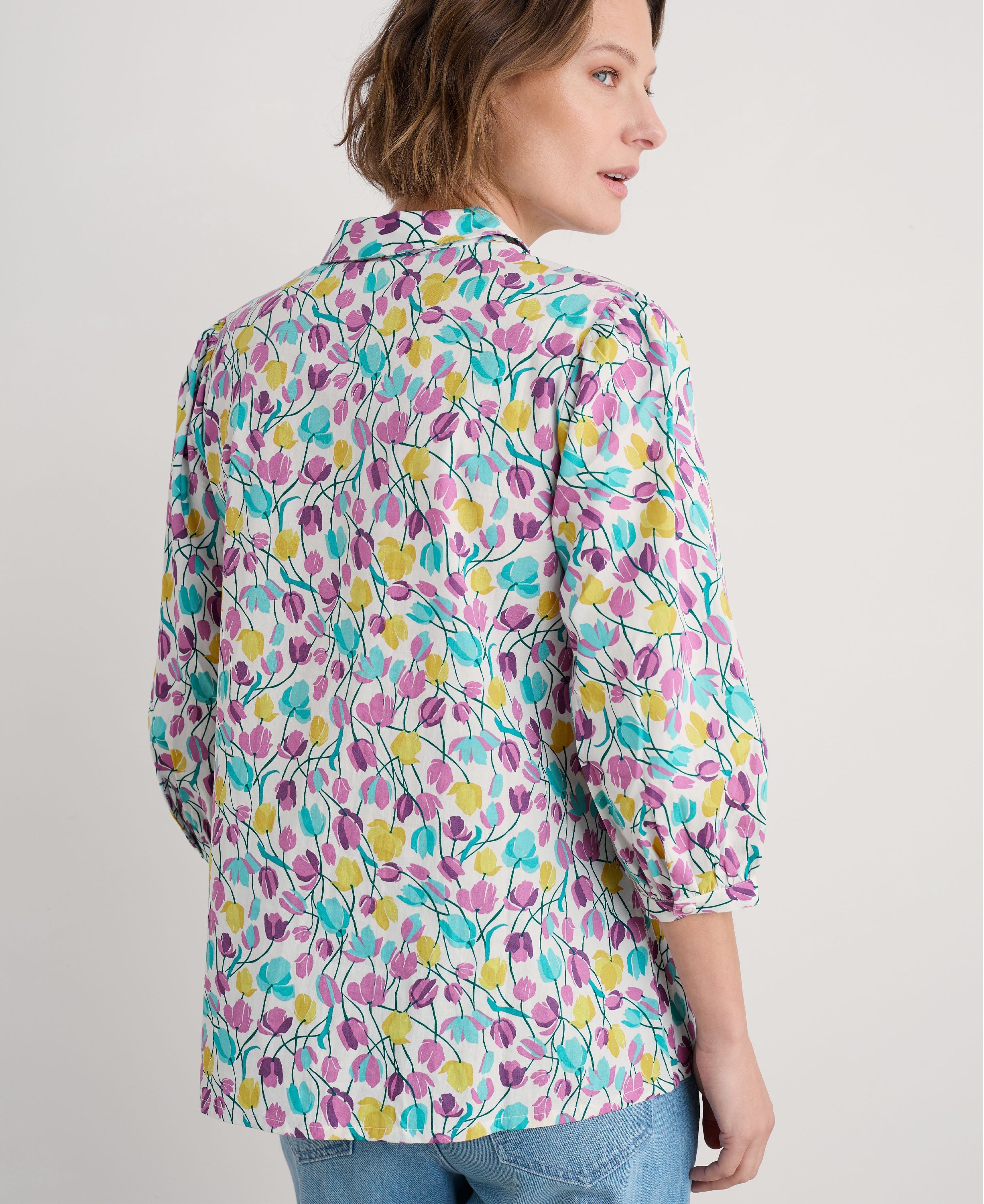 Hope Cottage Organic Cotton Blouse - Spring Tulips Chalk