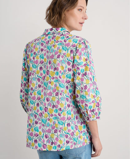 Hope Cottage Organic Cotton Blouse - Spring Tulips Chalk