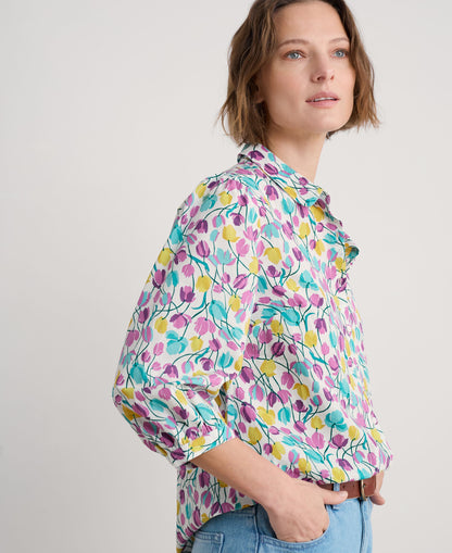 Hope Cottage Organic Cotton Blouse - Spring Tulips Chalk
