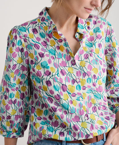 Hope Cottage Organic Cotton Blouse - Spring Tulips Chalk