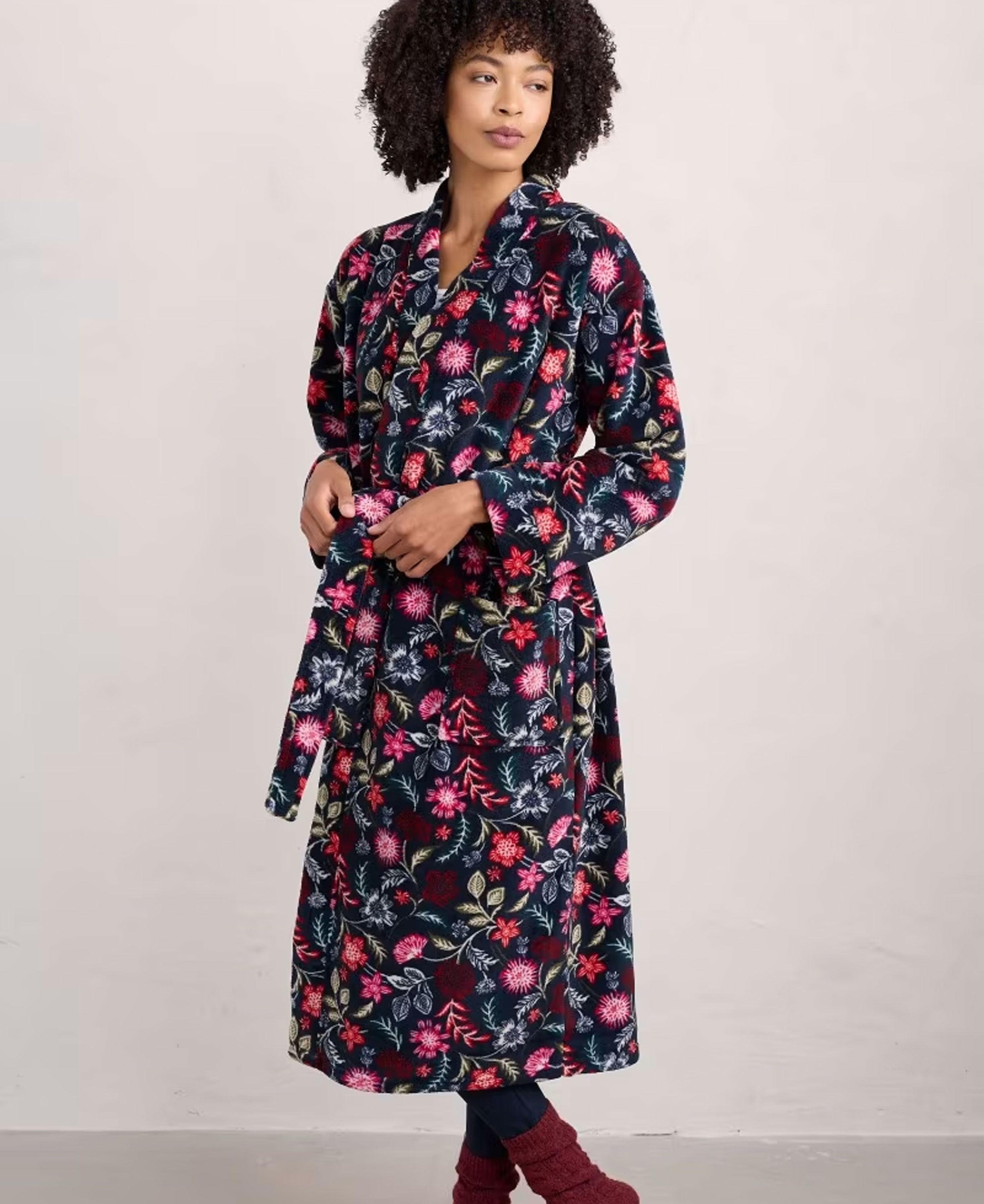 Hushing Dressing Gown - Woodblock Bloom Dahlia