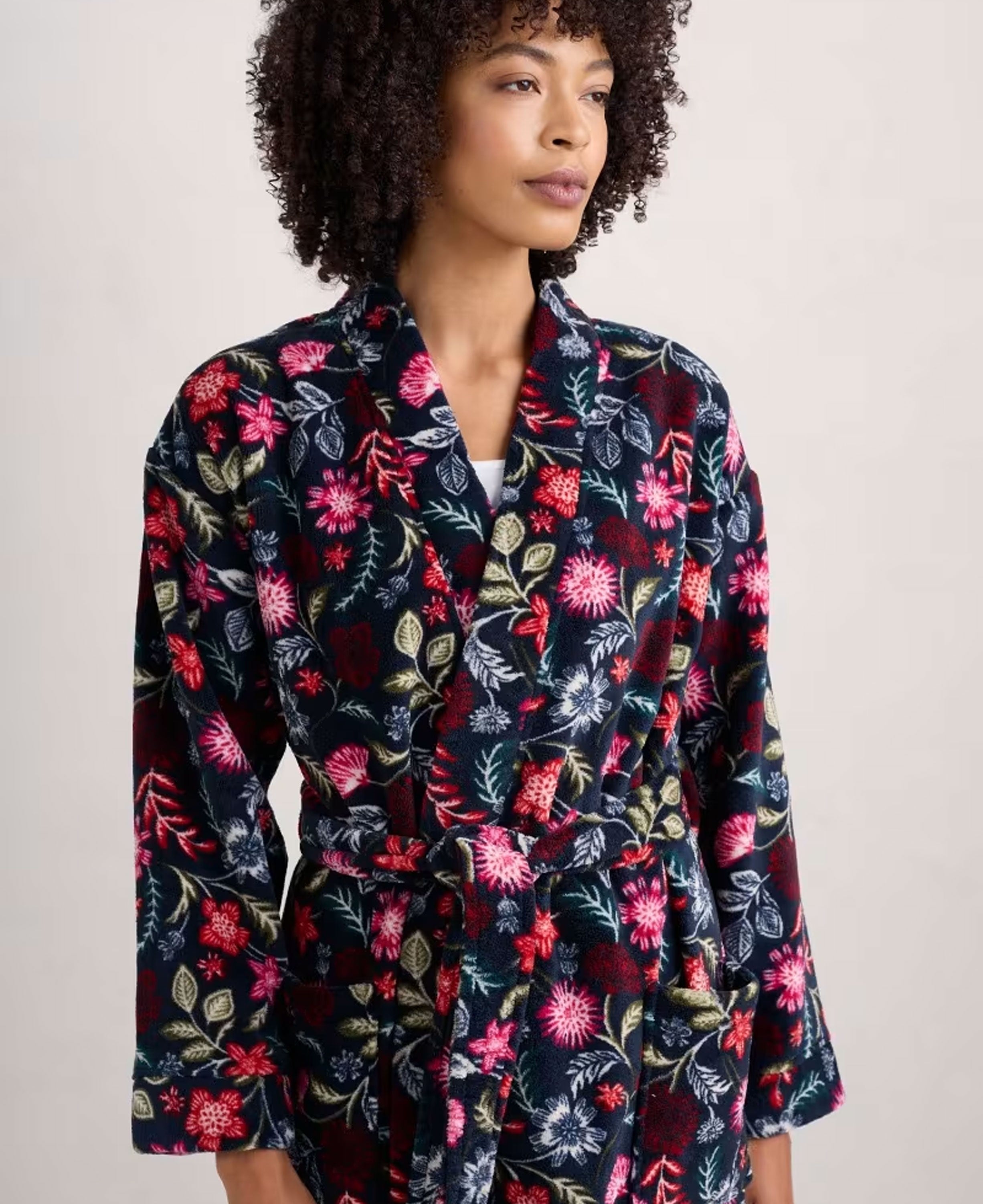 Hushing Dressing Gown - Woodblock Bloom Dahlia