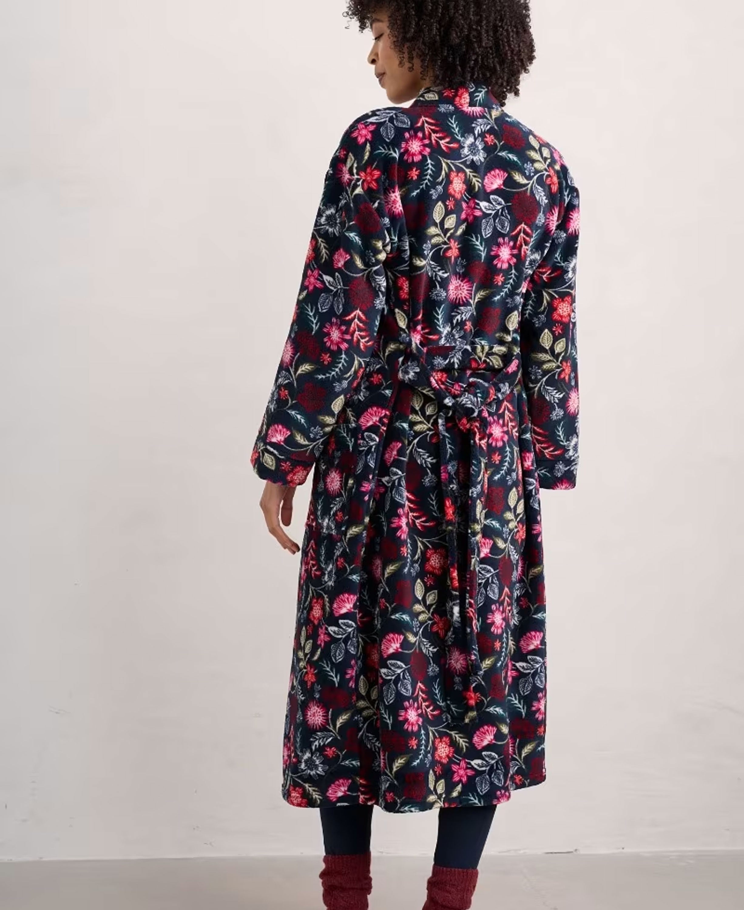 Hushing Dressing Gown - Woodblock Bloom Dahlia