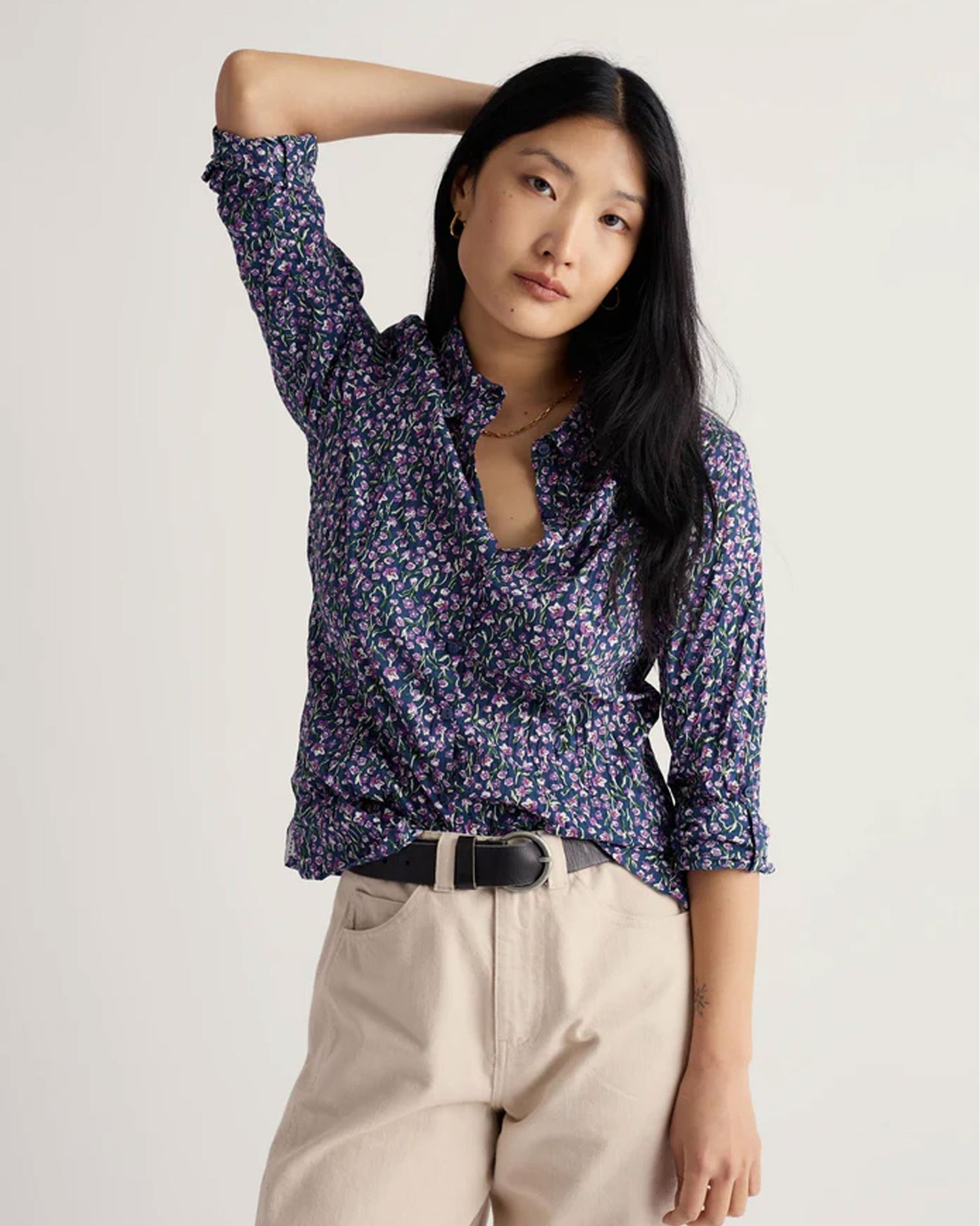 Larissa Shirt - Flax Flower Bright Orchid