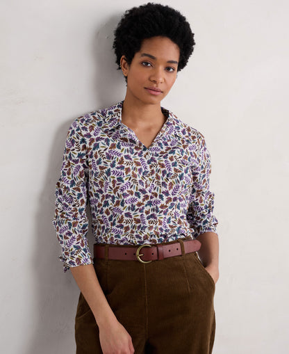 Larissa Shirt - Sunlit Leaves Chalk