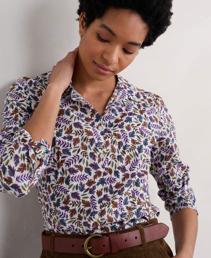 Larissa Shirt - Sunlit Leaves Chalk