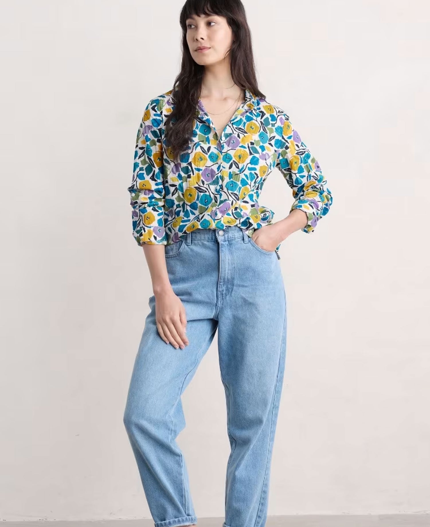 Larissa Shirt - Zennor Blooms Chalk