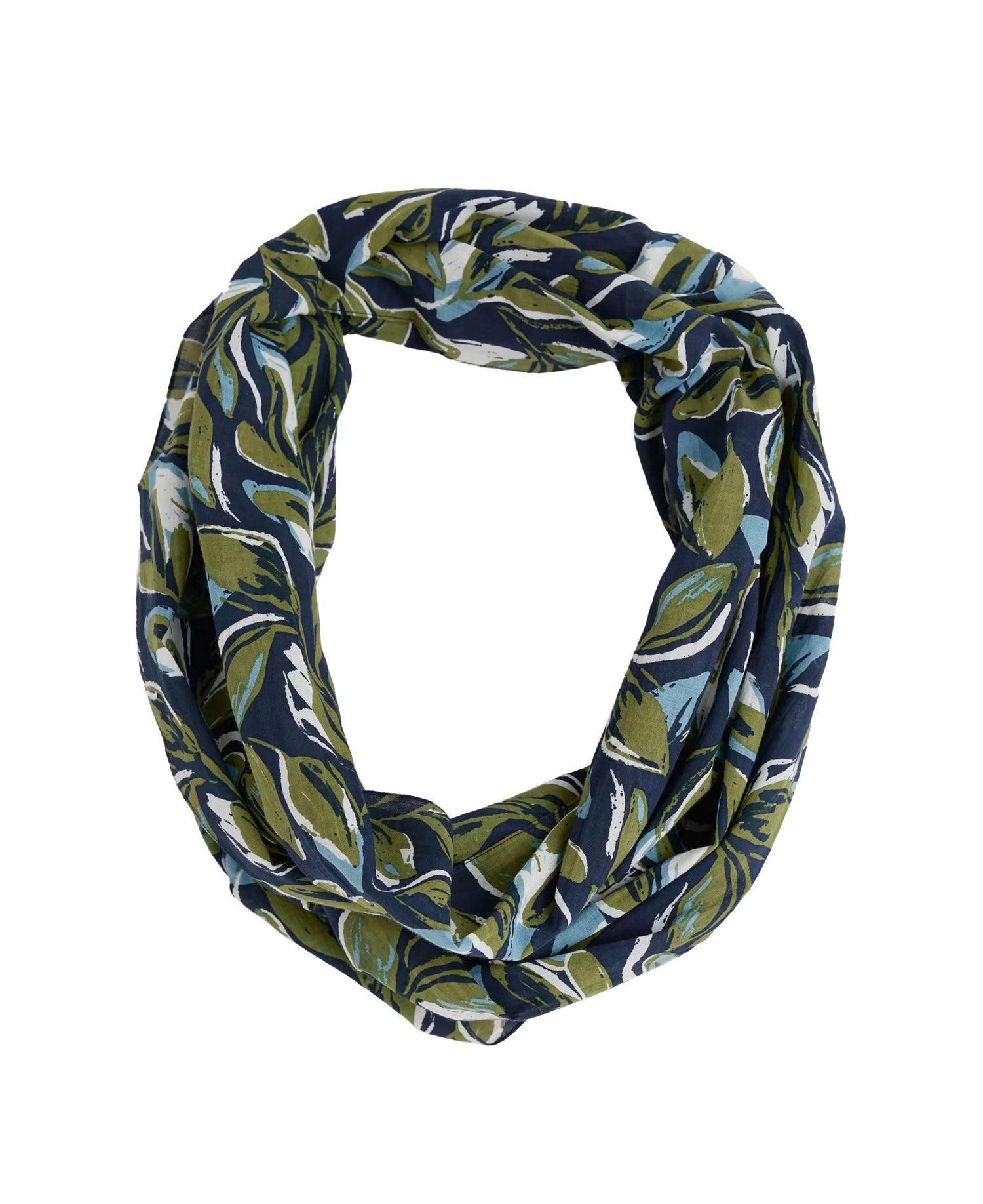 New Everyday Circle Scarf - Tonal Leaves Maritime