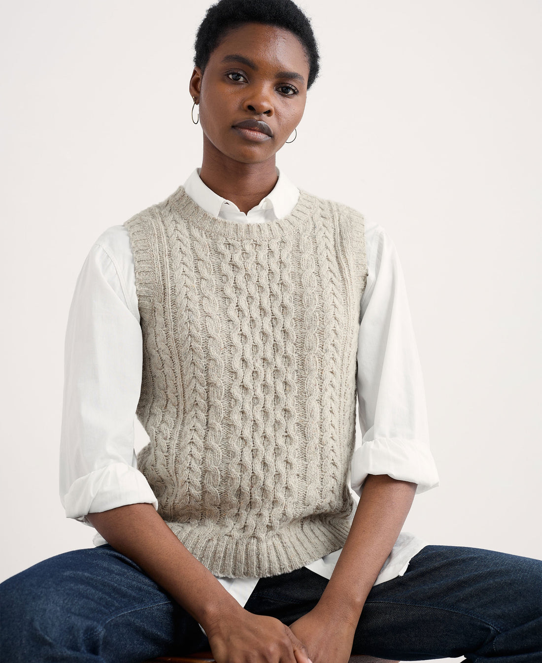 Newlyn Cable Stitch Vest - Aran