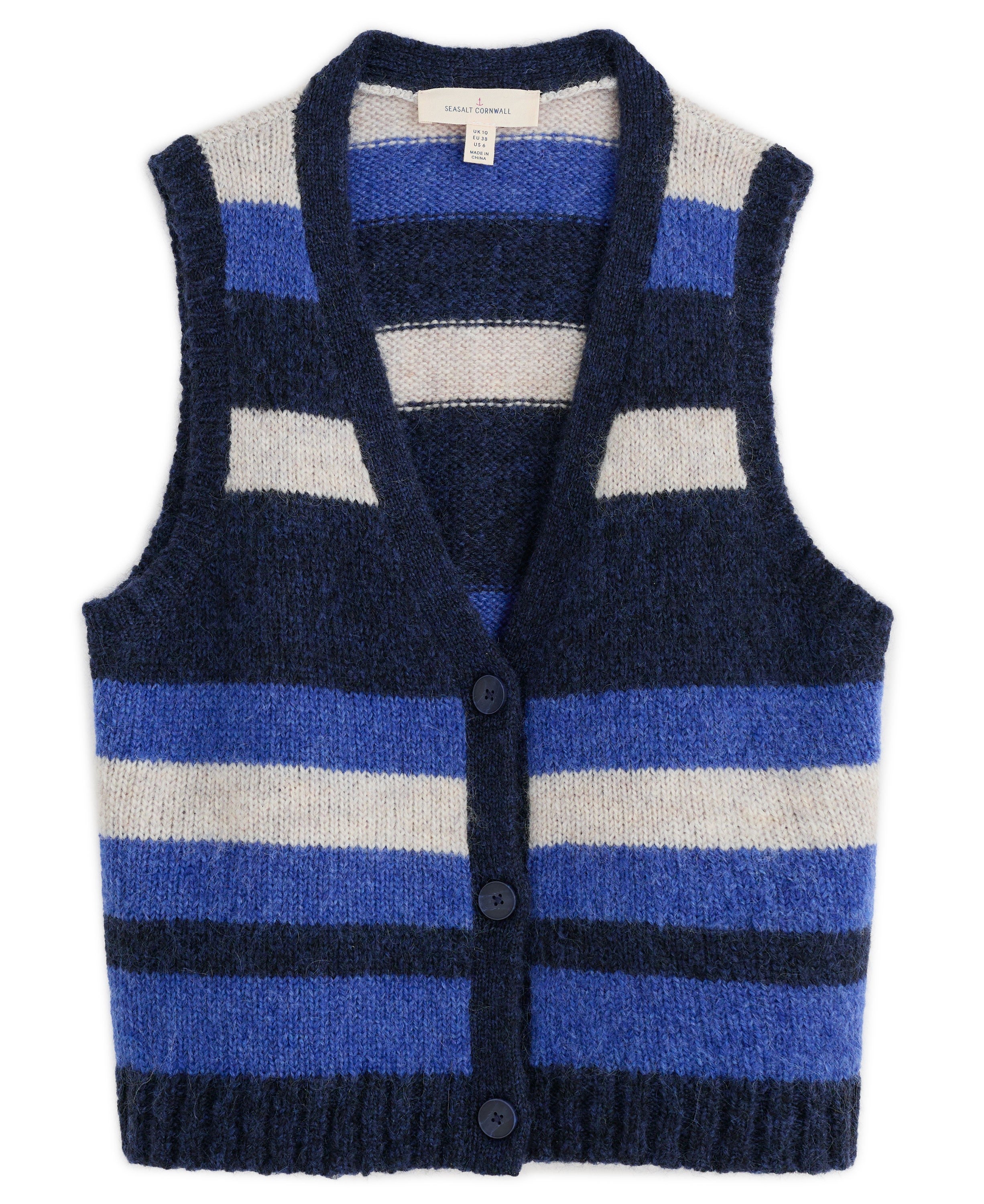 Painter Striped Button-Down Vest - Carvannel Ink Mix