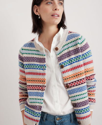 Percella Cove Fair Isle Cardigan - Knit Abstraction Multi