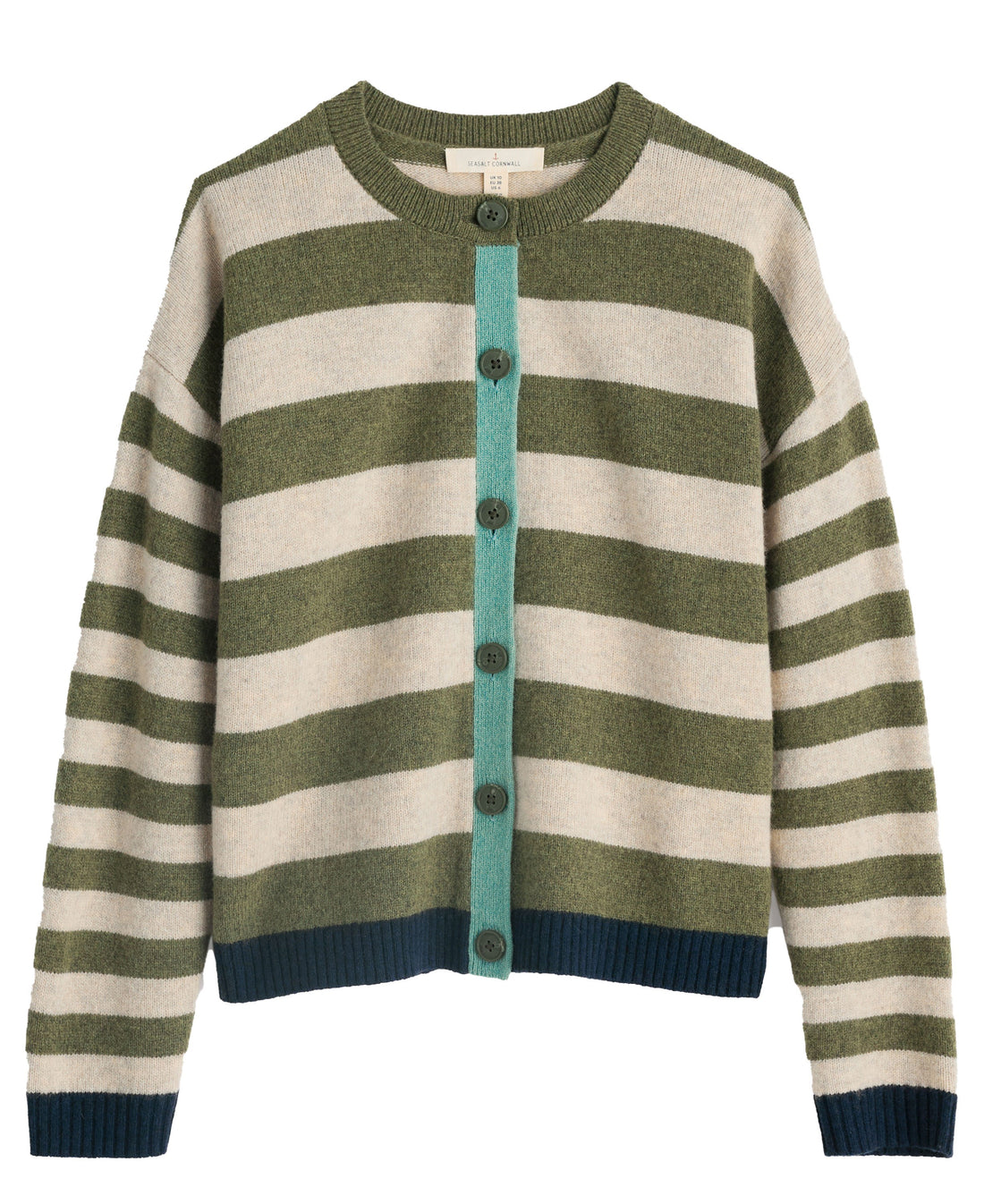Pinwell Striped Cardigan - Bright Shape Light Olive Mix