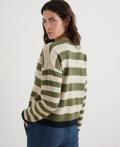 Pinwell Striped Cardigan - Bright Shape Light Olive Mix
