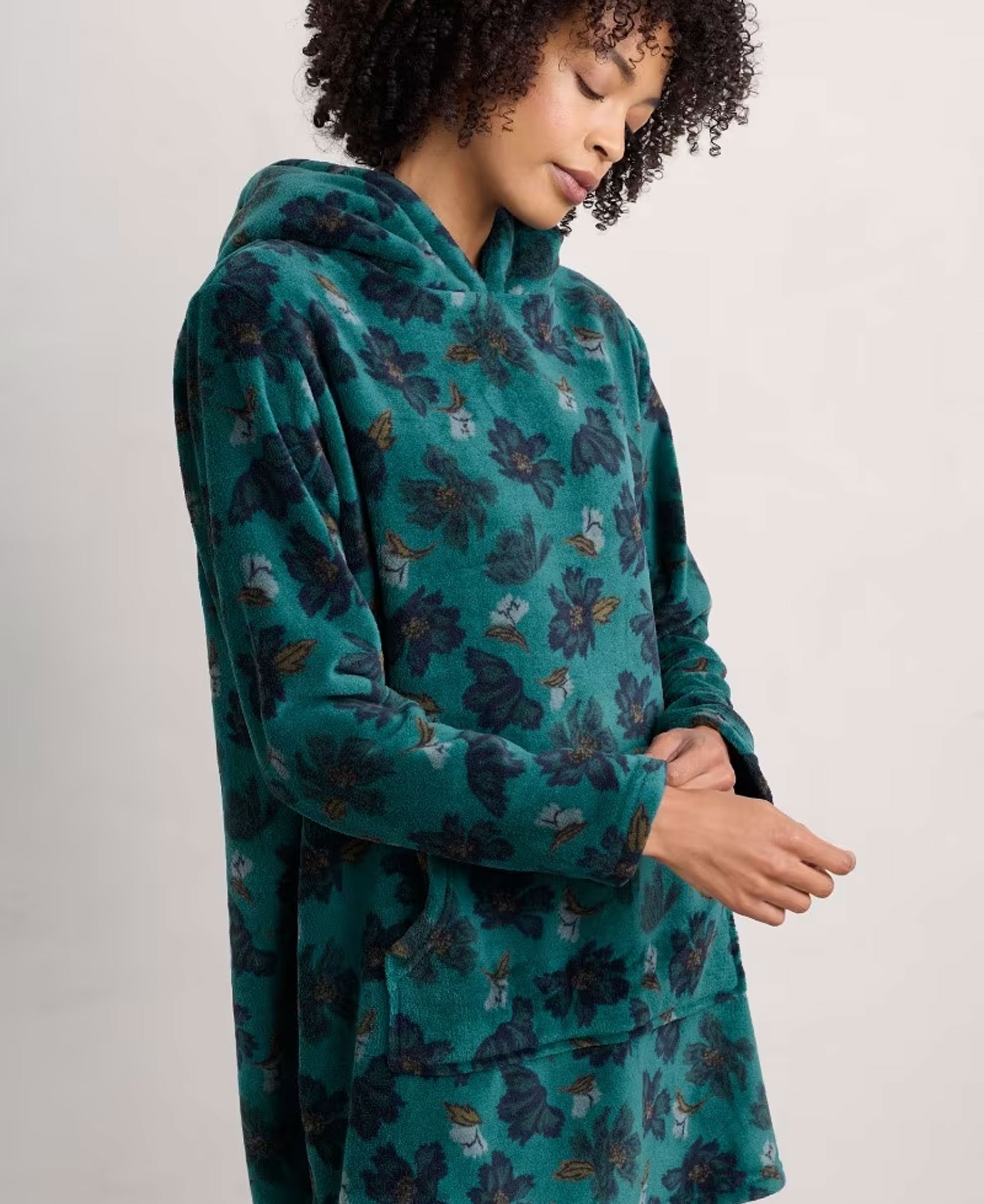 Snugsoft Hoodie - Camellia Collage Dark Jade