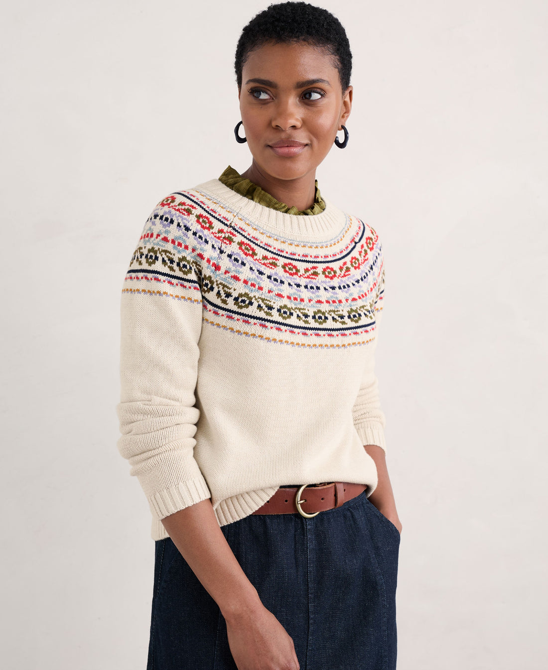 Stitch Work Jumper - Tapestries Chalk Multi