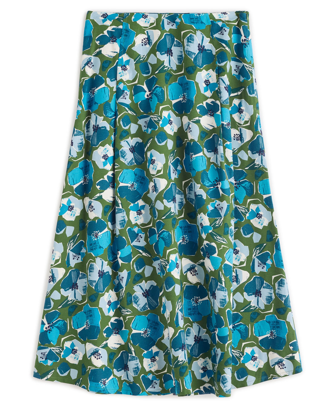 Swallow Hill Printed A-Line Skirt - Paper Hellebores Forest Green