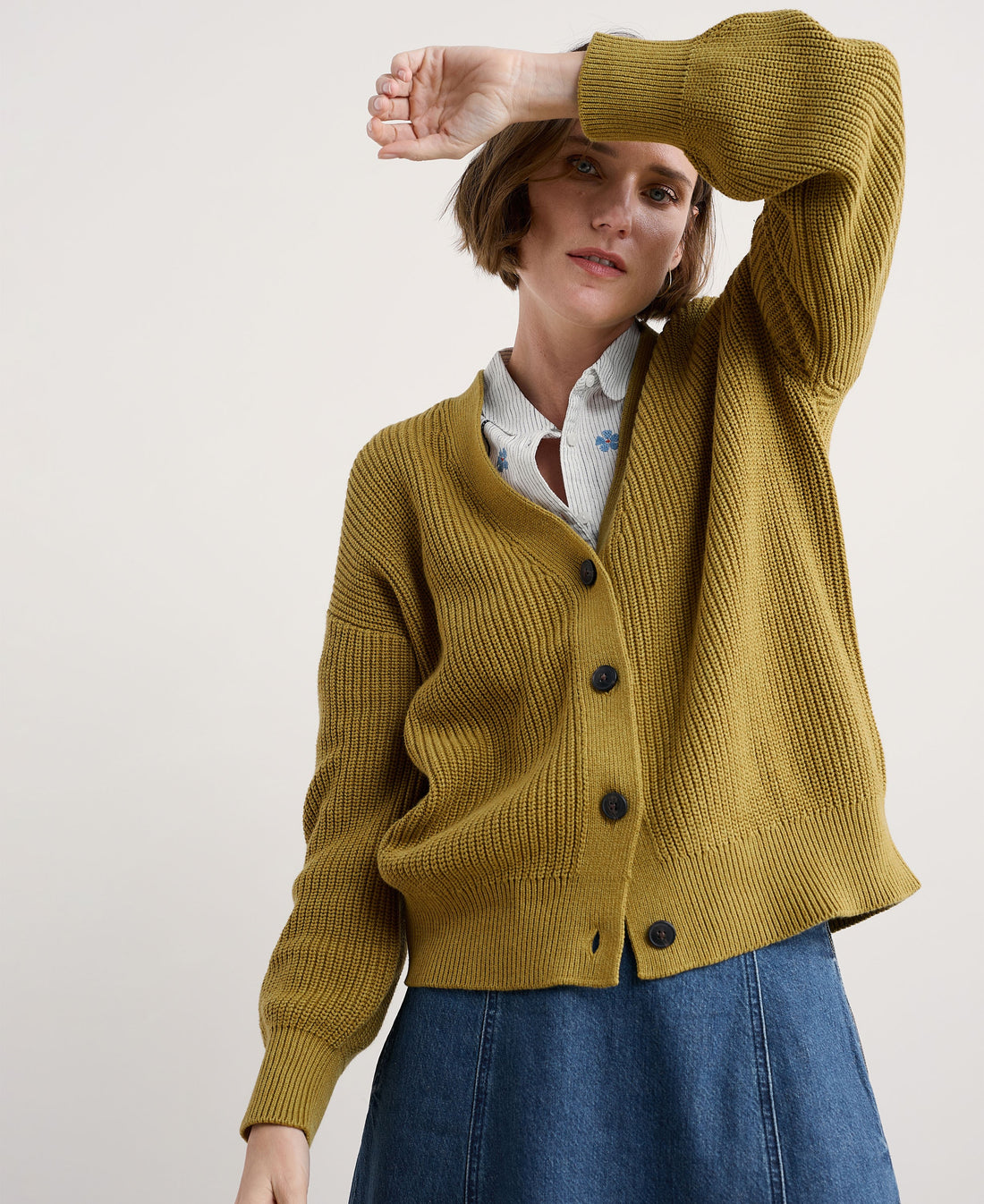 Winding Creek Organic Cotton Knit Cardigan - Pear