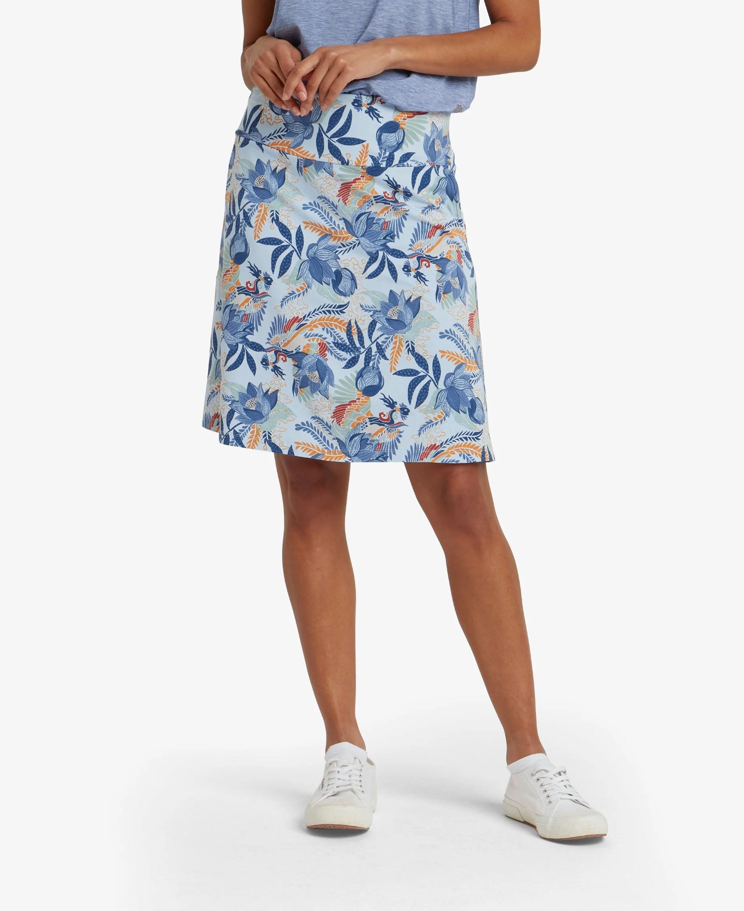 Padma Pull On Skirt - Seaport Blue Peacock