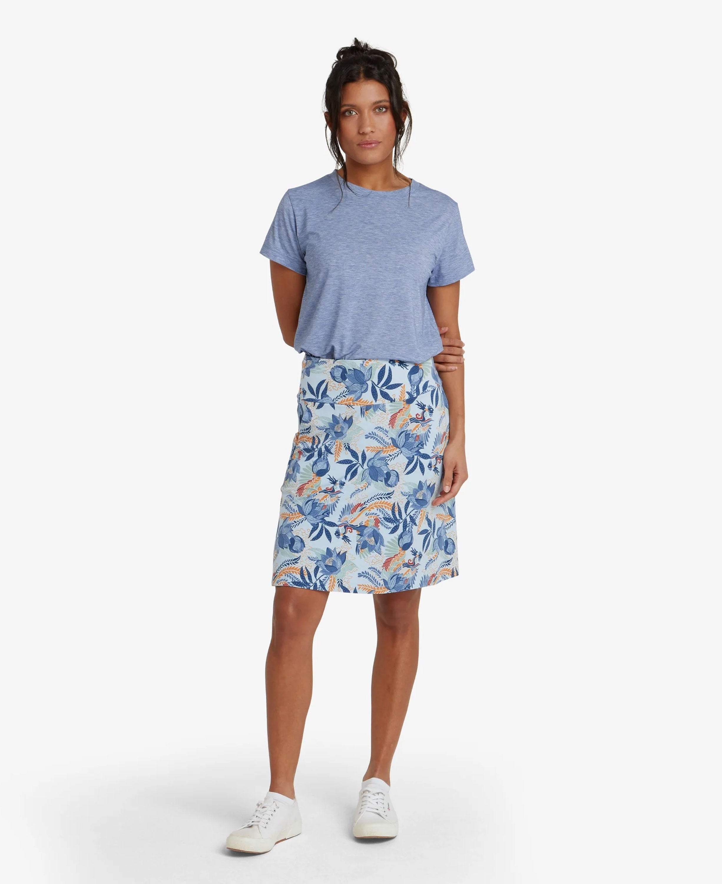 Padma Pull On Skirt - Seaport Blue Peacock