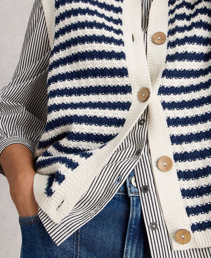 Sienna Stripe Button Tank - Navy Multi