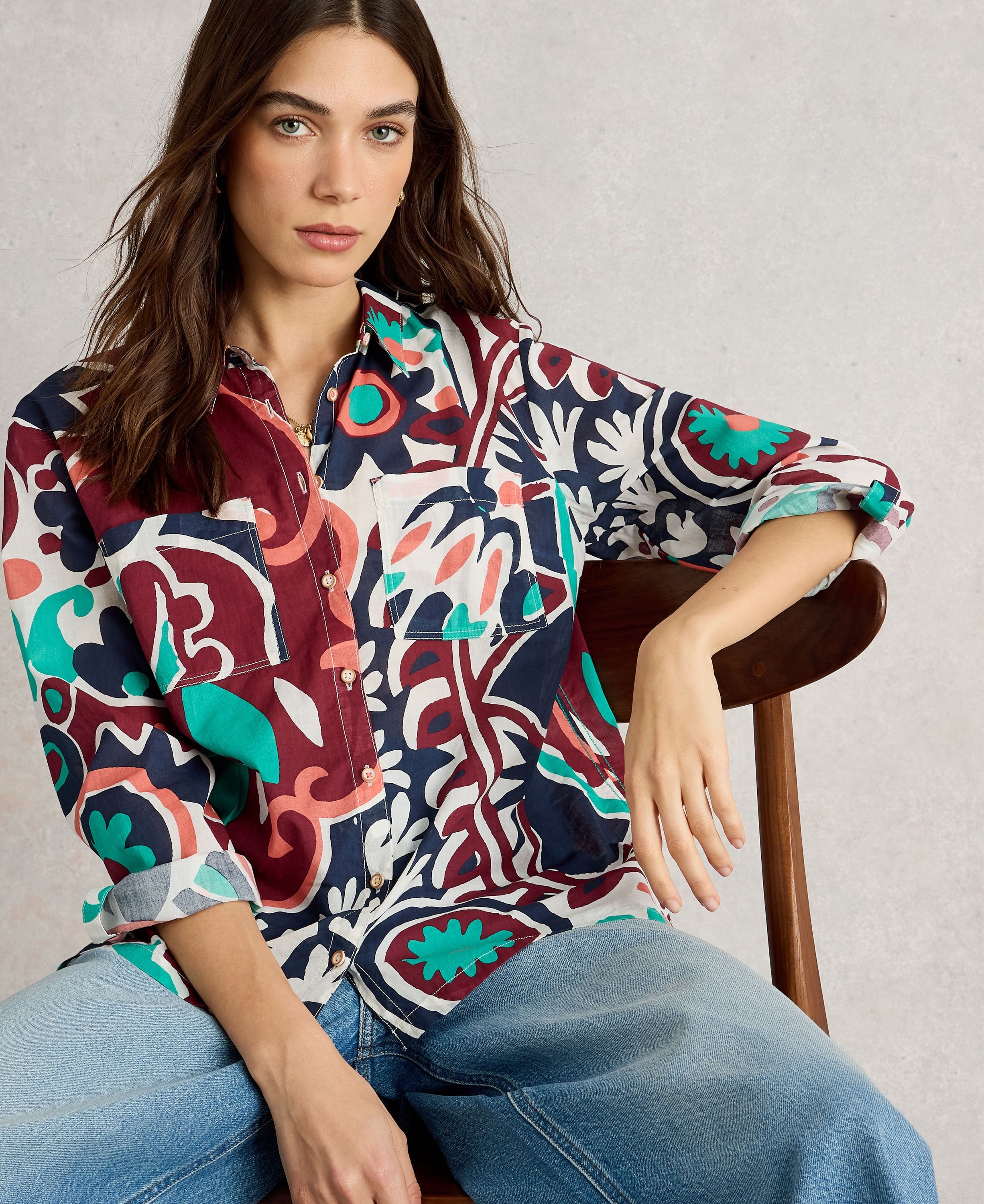 Sophie Organic Cotton Shirt - Blue Multi