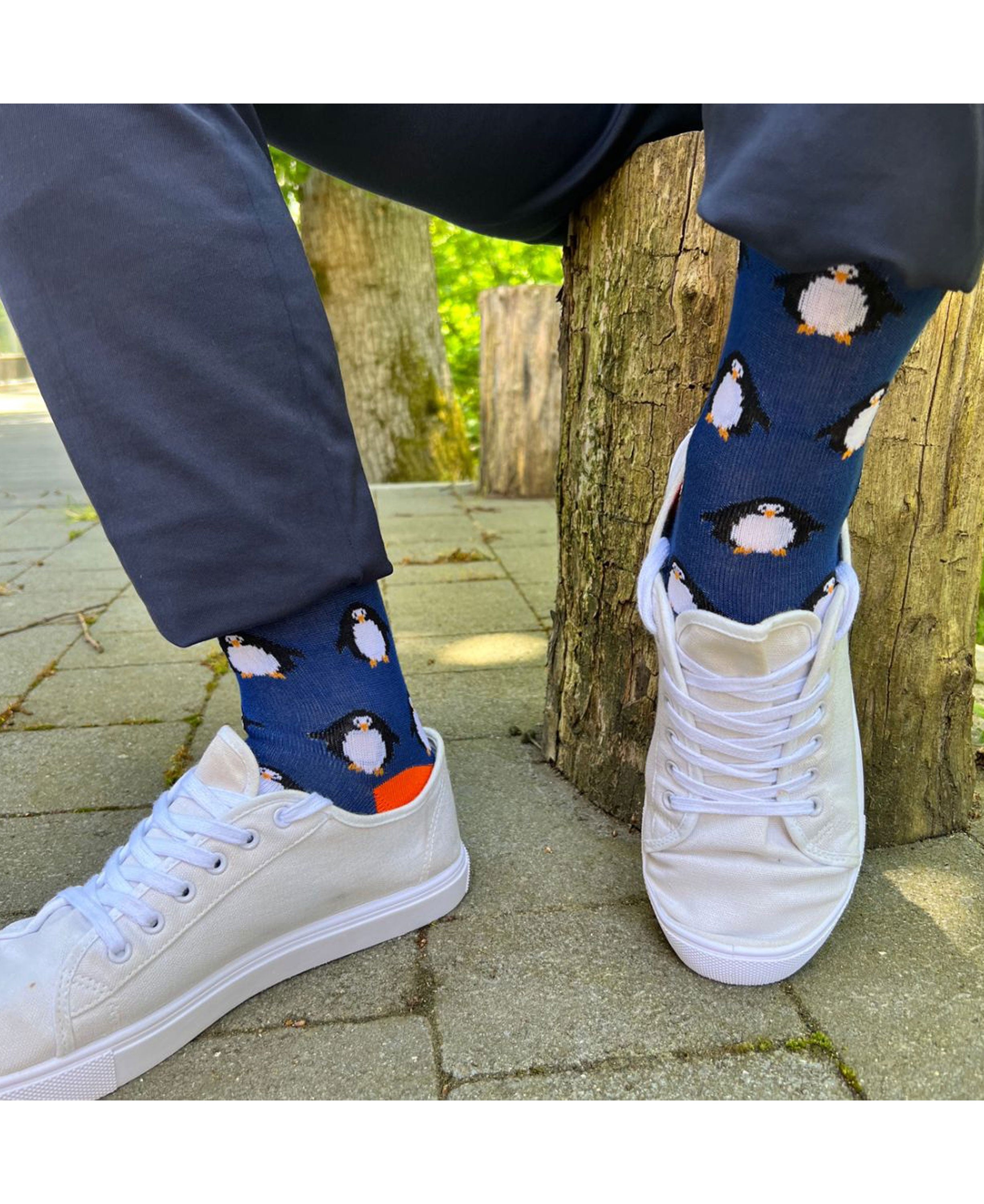 Patterned Socks - Navy Penguin