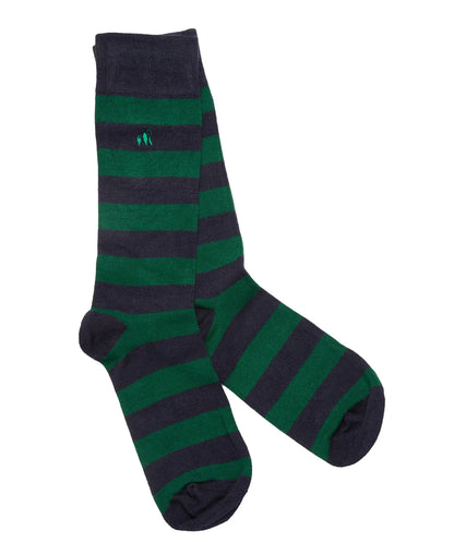 Striped Socks - Green/Navy Striped