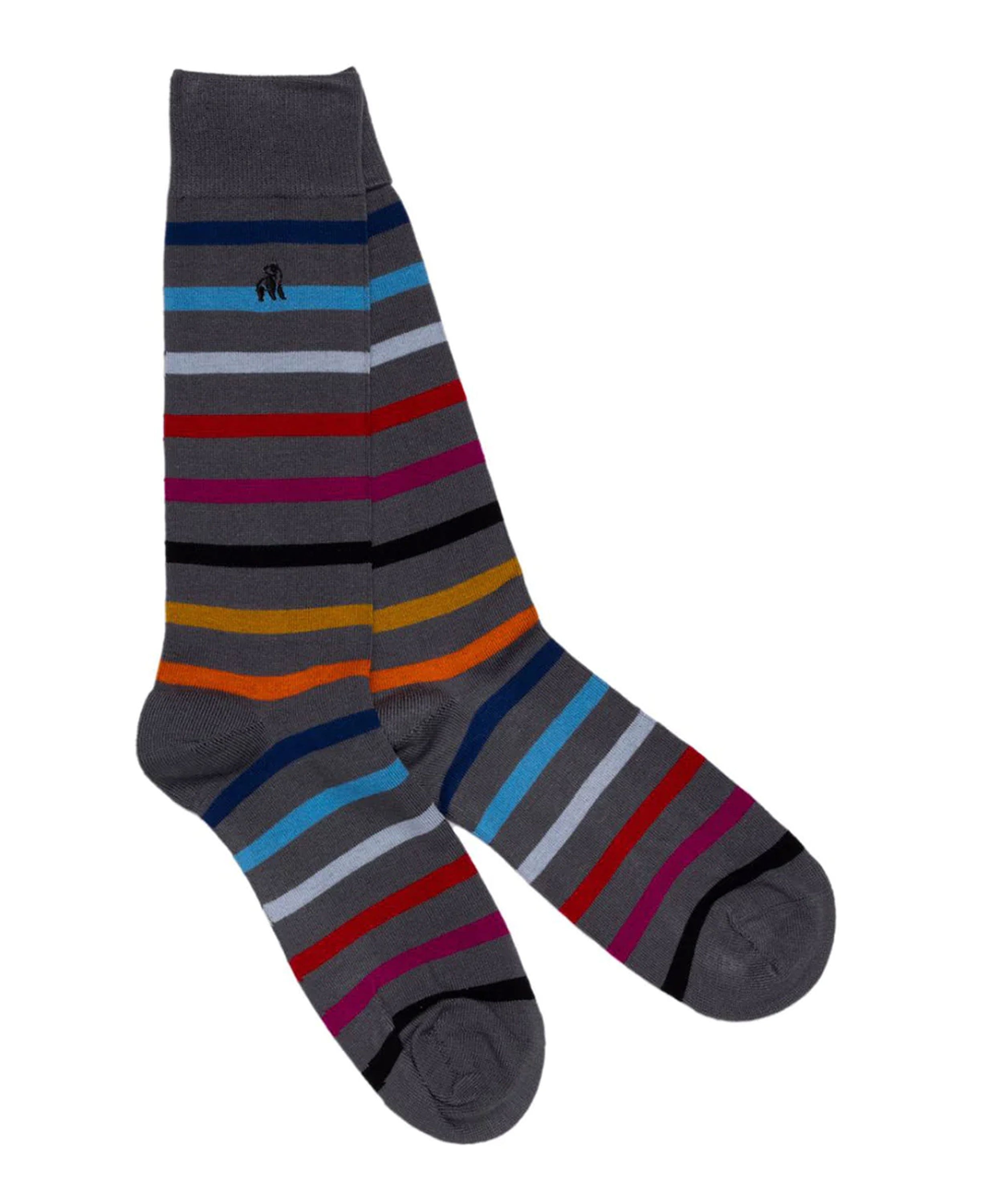 Landmark | Swole Panda Striped Socks in Grey Small Stripe