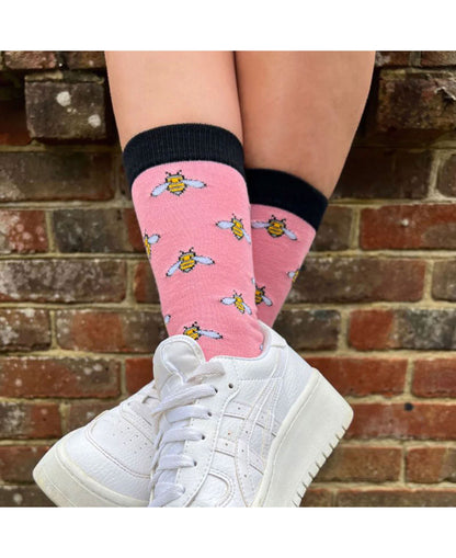 Bamboo Socks - Pink Bumblebees