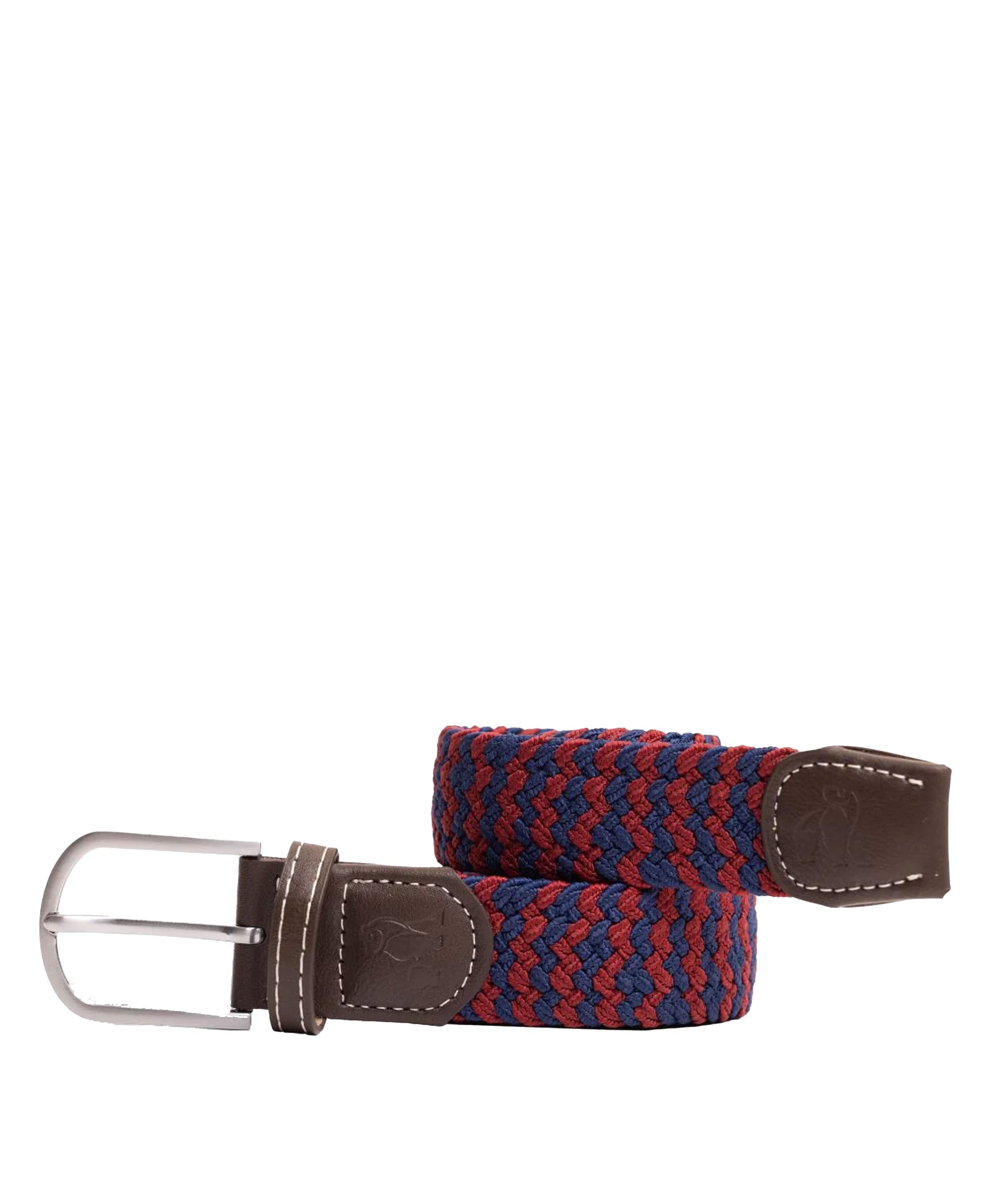 Woven Belt - Burgundy Zigzag