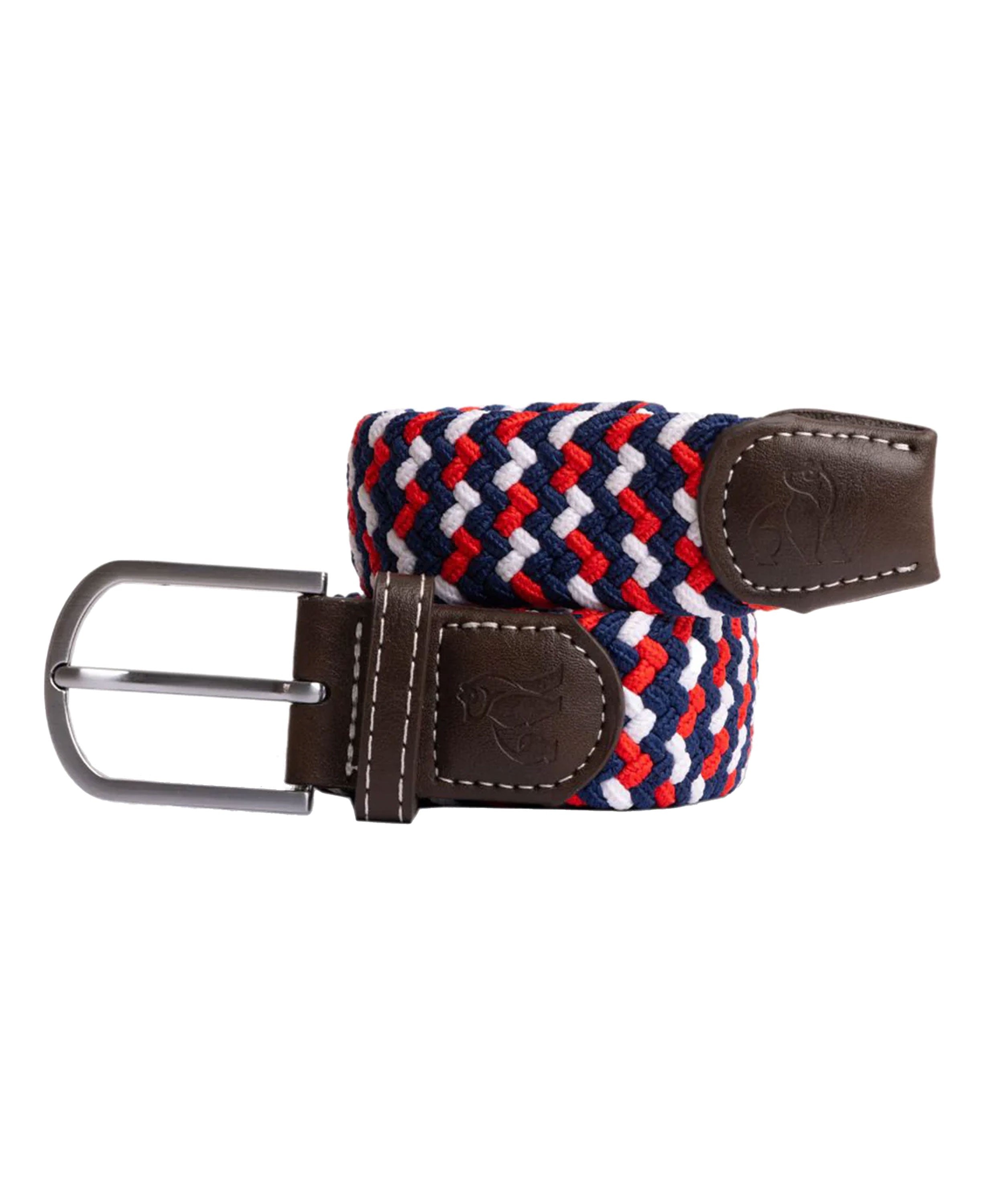 Landmark | Swole Panda Woven Belt in Blue/ Red/White Zigzag