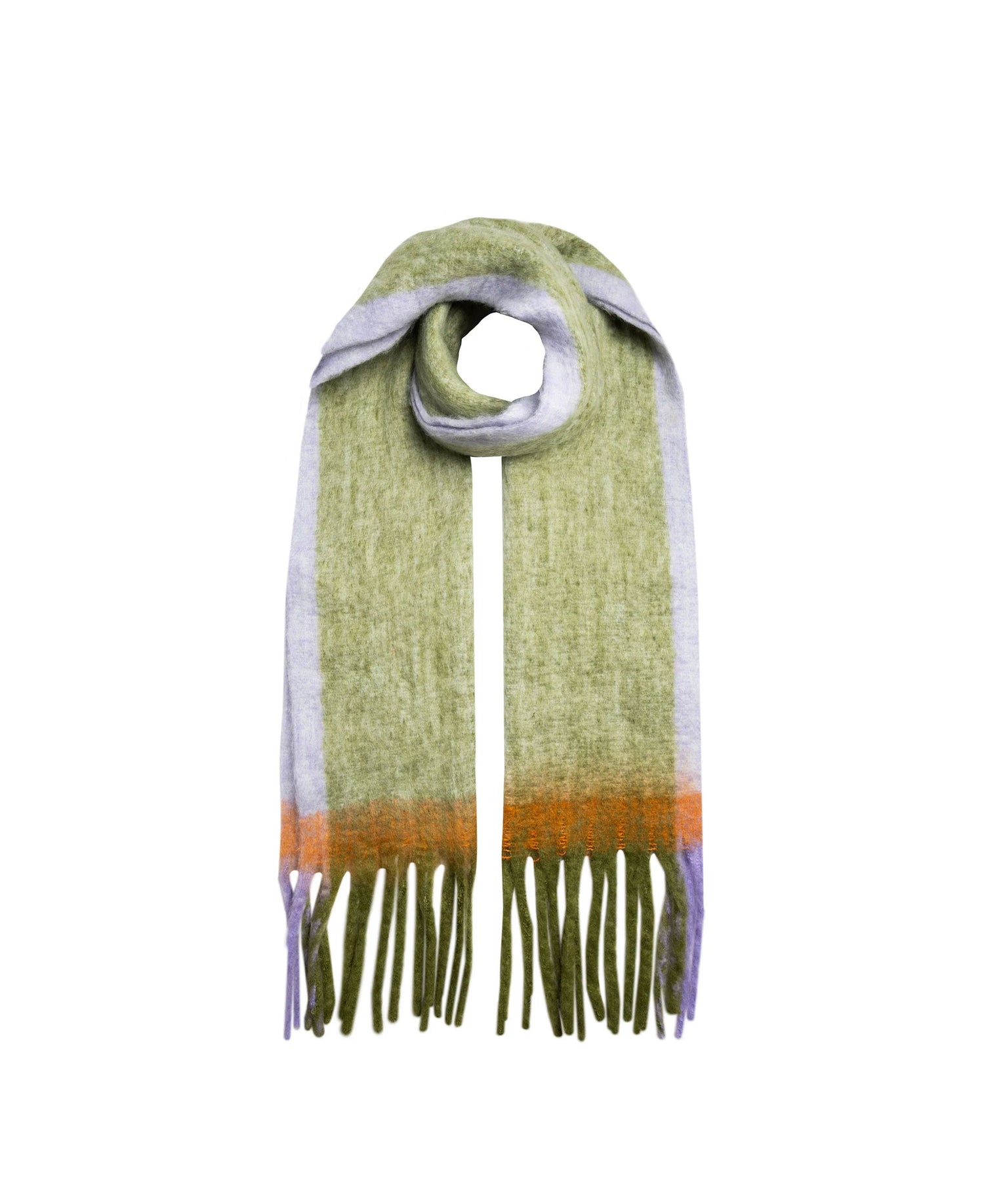 Soft Blanket Scarf With Contrast Edges - Olive/Thistle