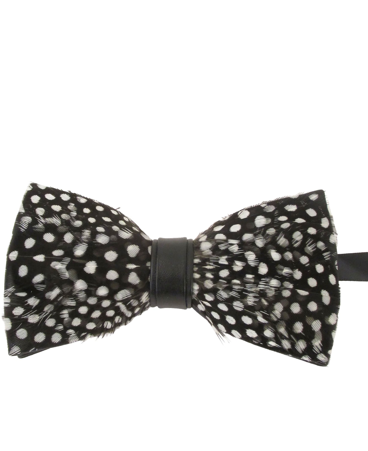 Feather Bow Tie And Lapel Pin - Black And White Dots All Over
