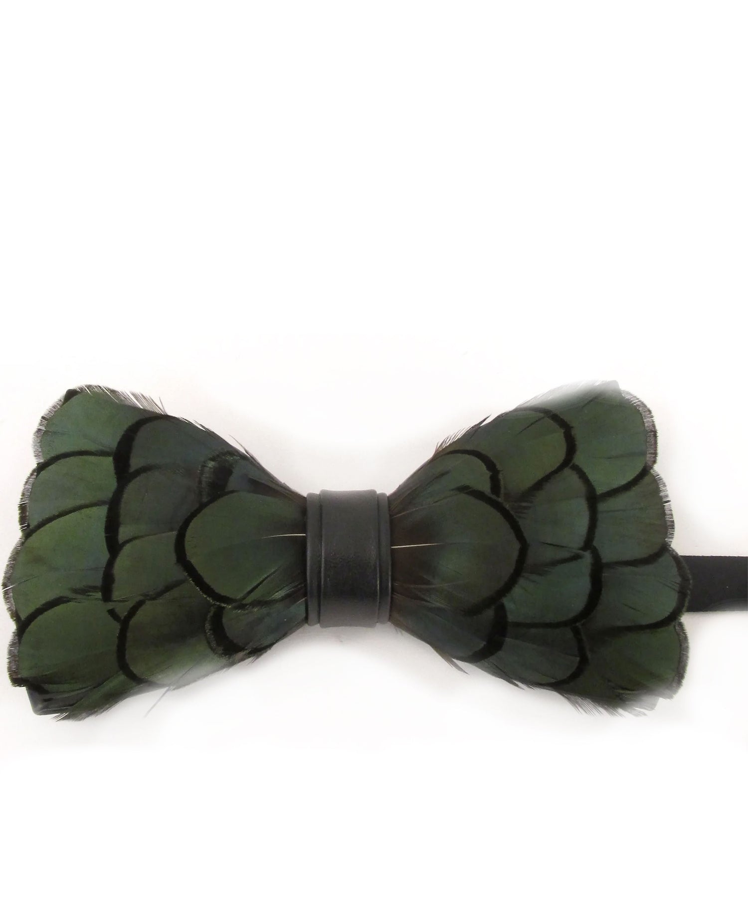 Feather Bow Tie And Lapel Pin - Green Feather