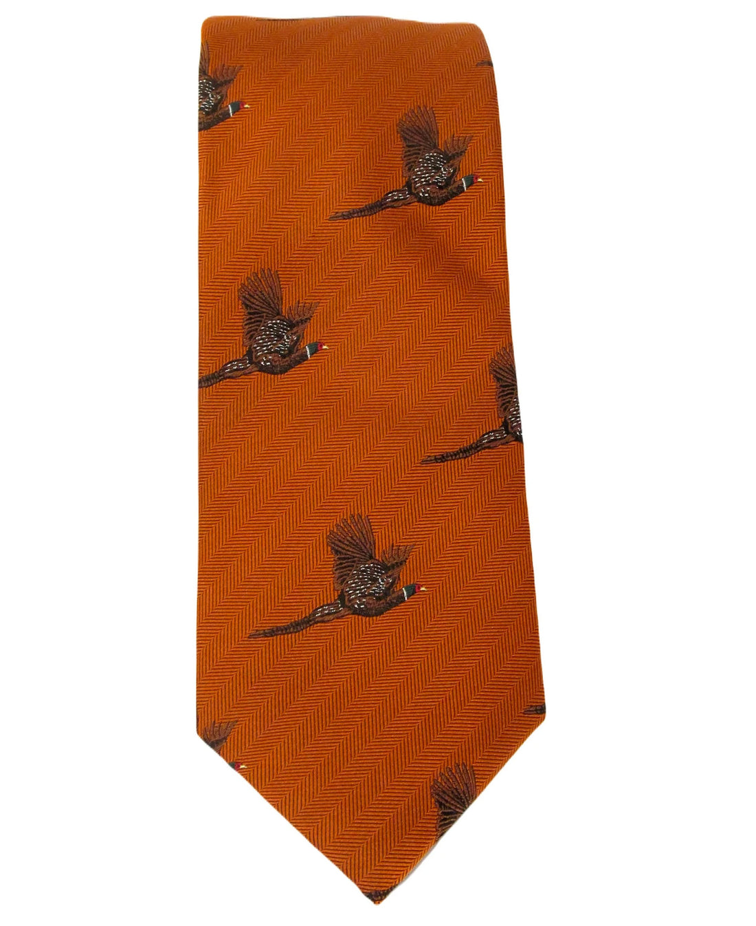 Country Silk Tie - Flying Pheasant Orange
