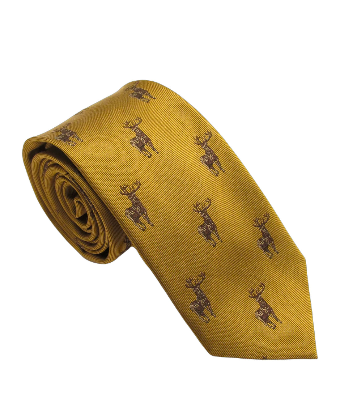 Country Silk Tie - Gold Standing Stag