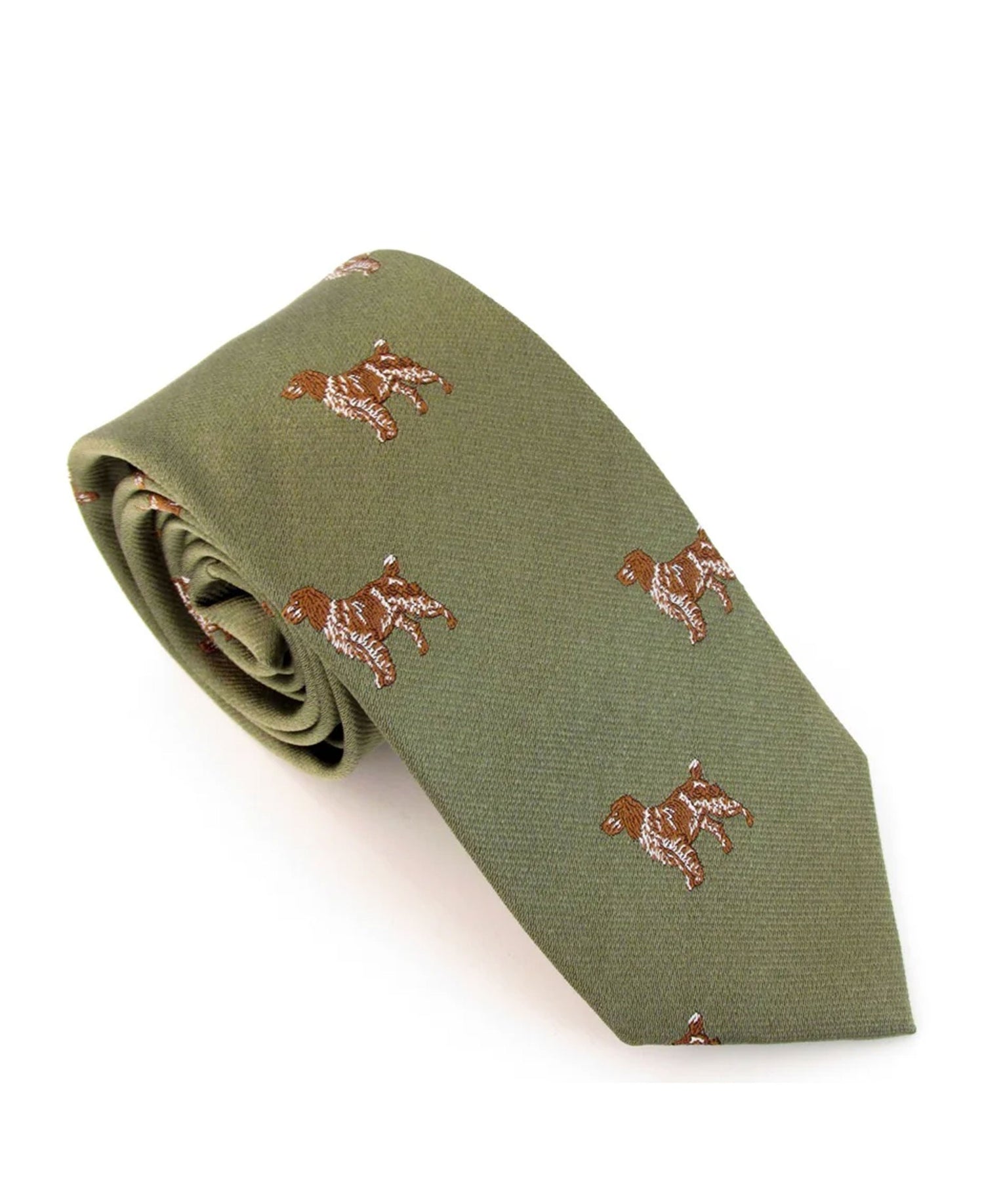 Country Silk Tie - Green Spaniel