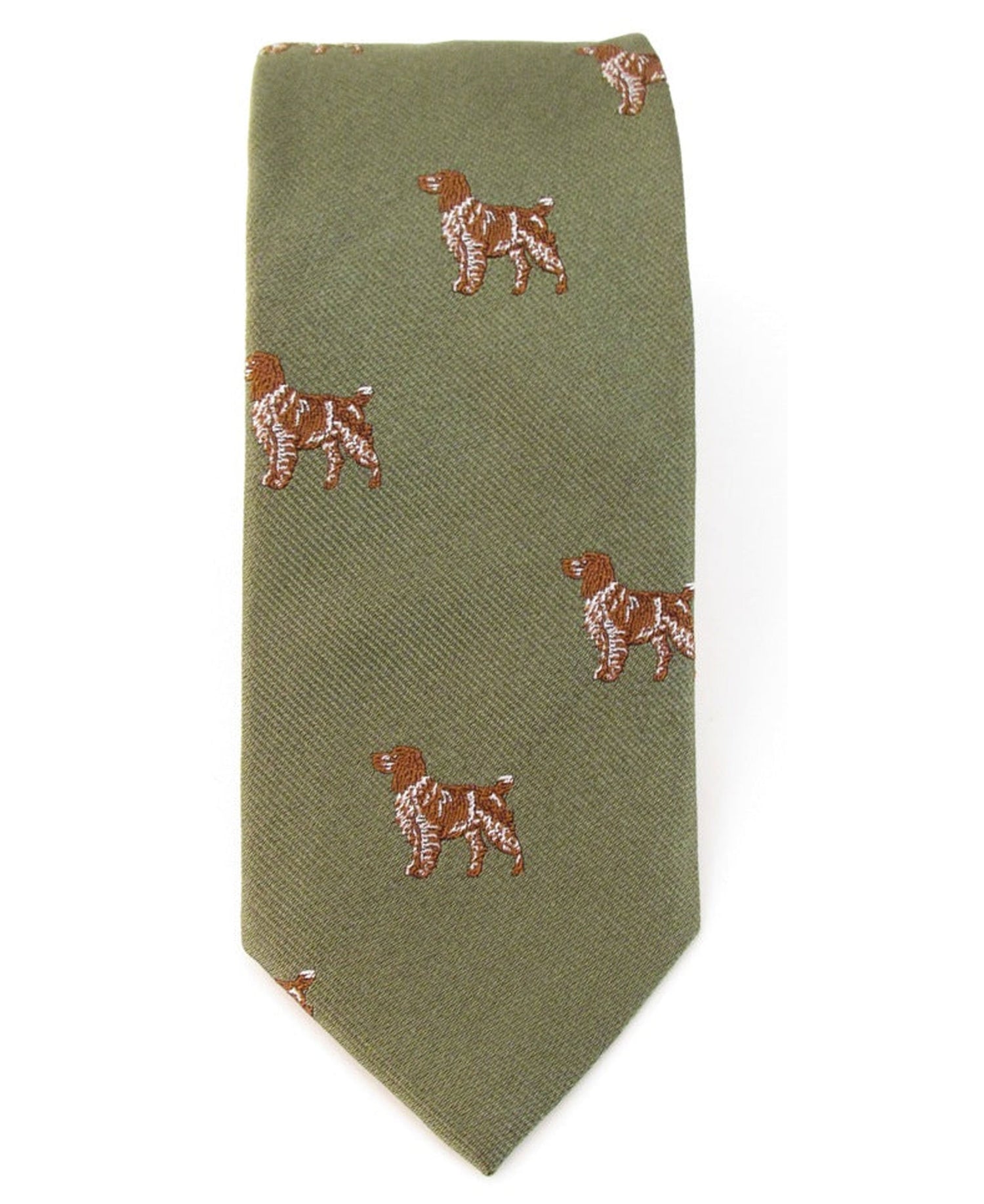 Country Silk Tie - Green Spaniel