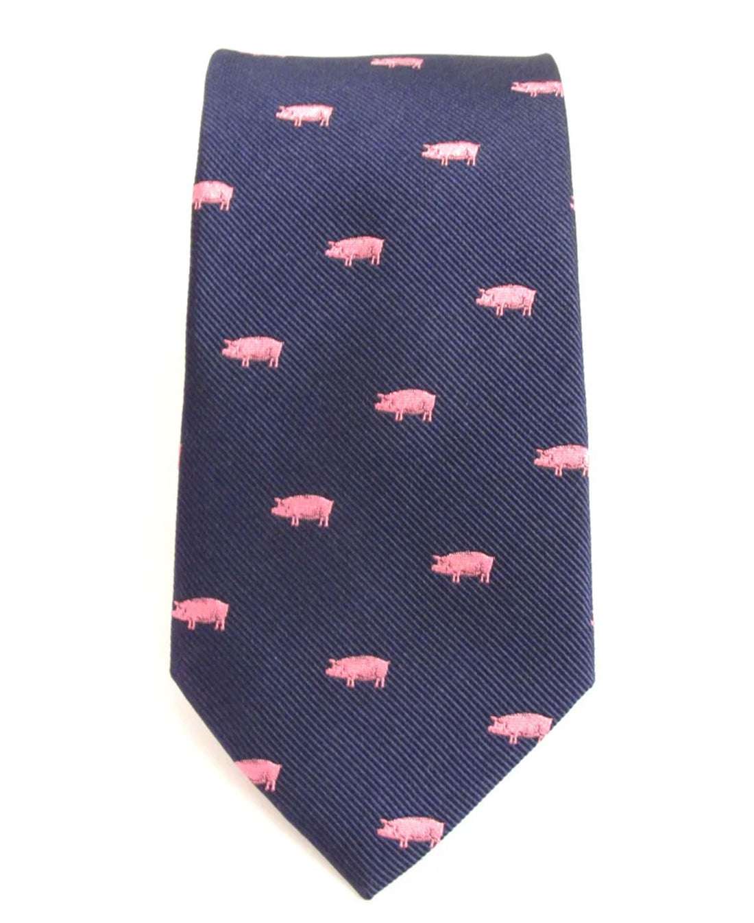 Country Silk Tie - Navy Pig Motif