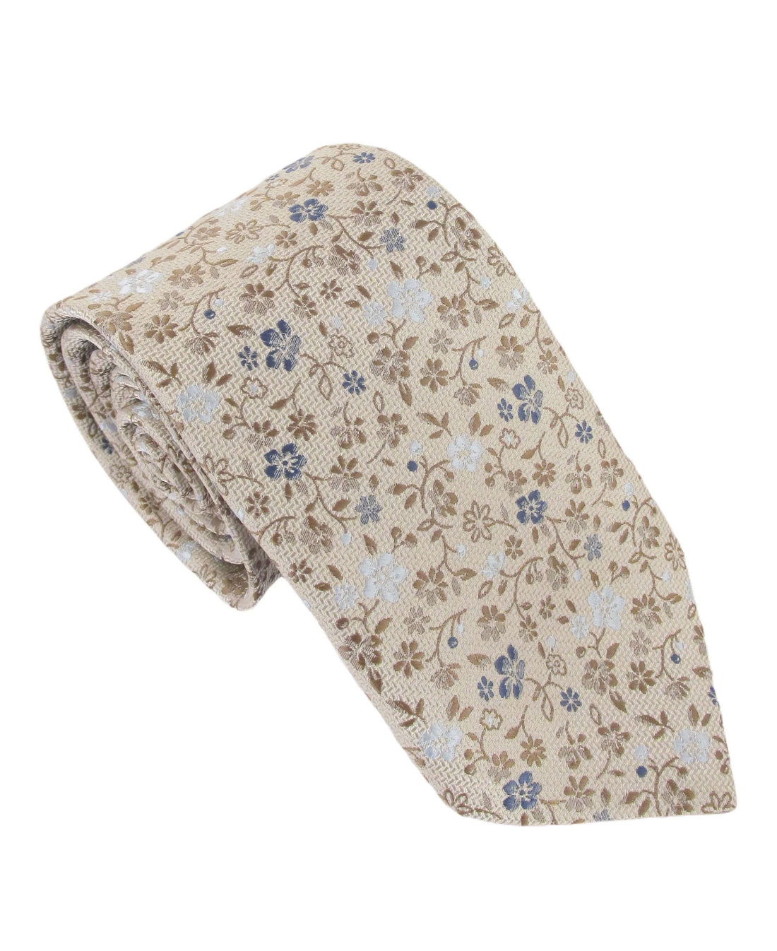 Medium Floral Tie - Tan Floral Vine
