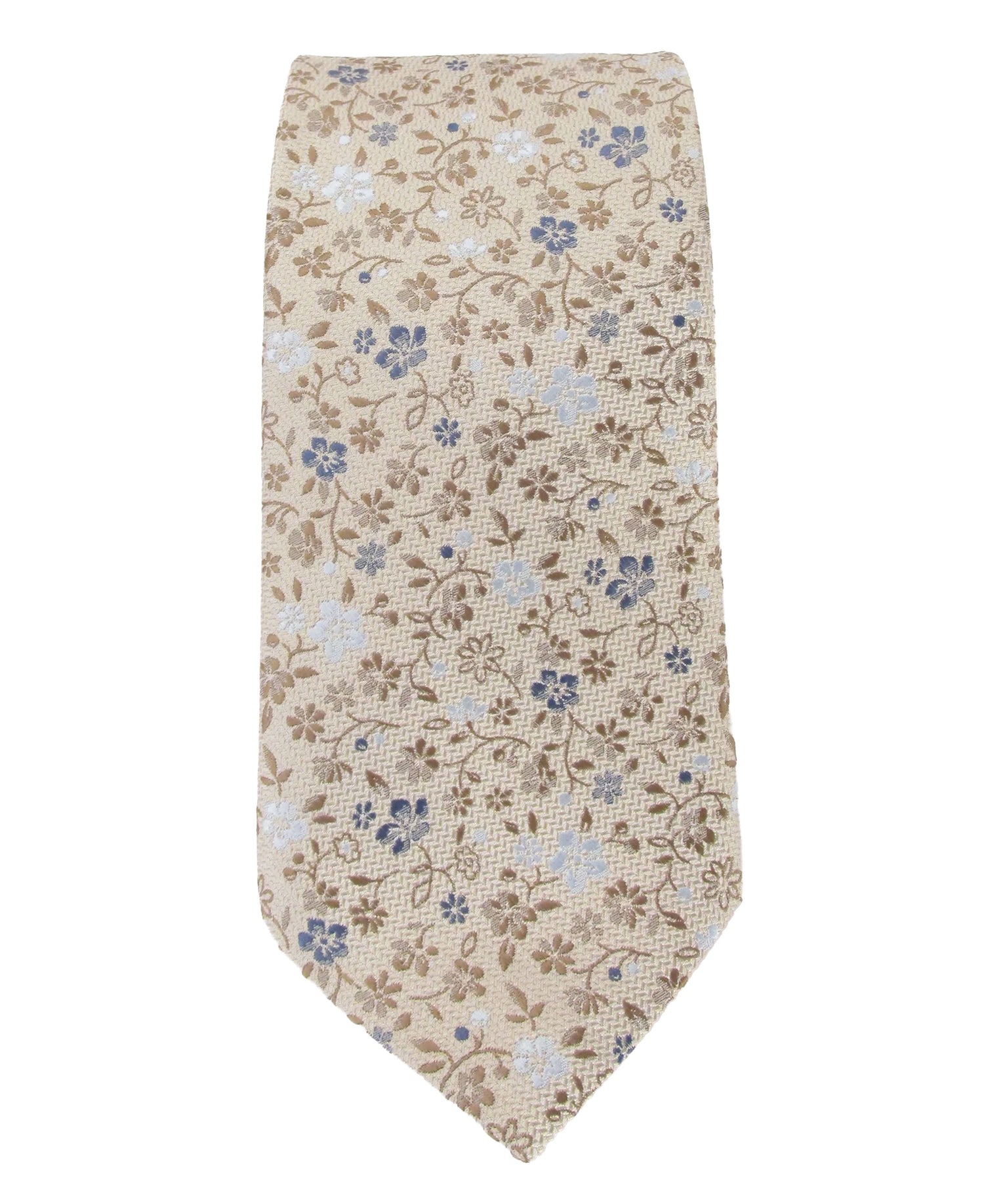 Medium Floral Tie - Tan Floral Vine
