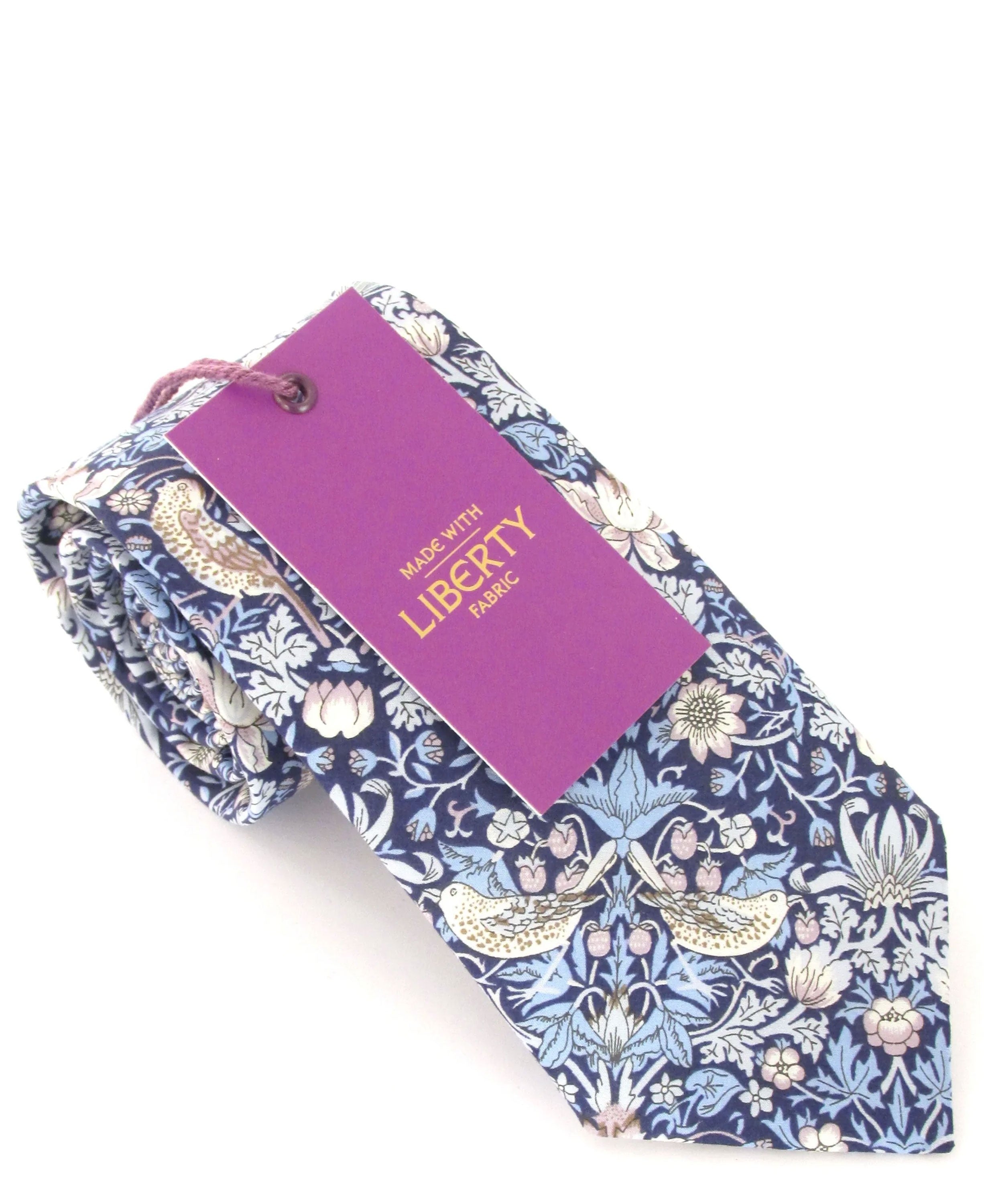 Liberty Cotton Tie - Strawberry Thief Blue