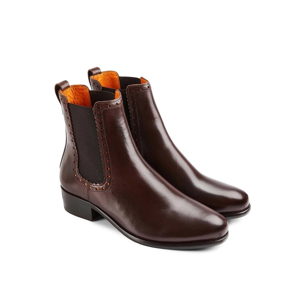 Brogued Chelsea Ankle Boots - Mahogany