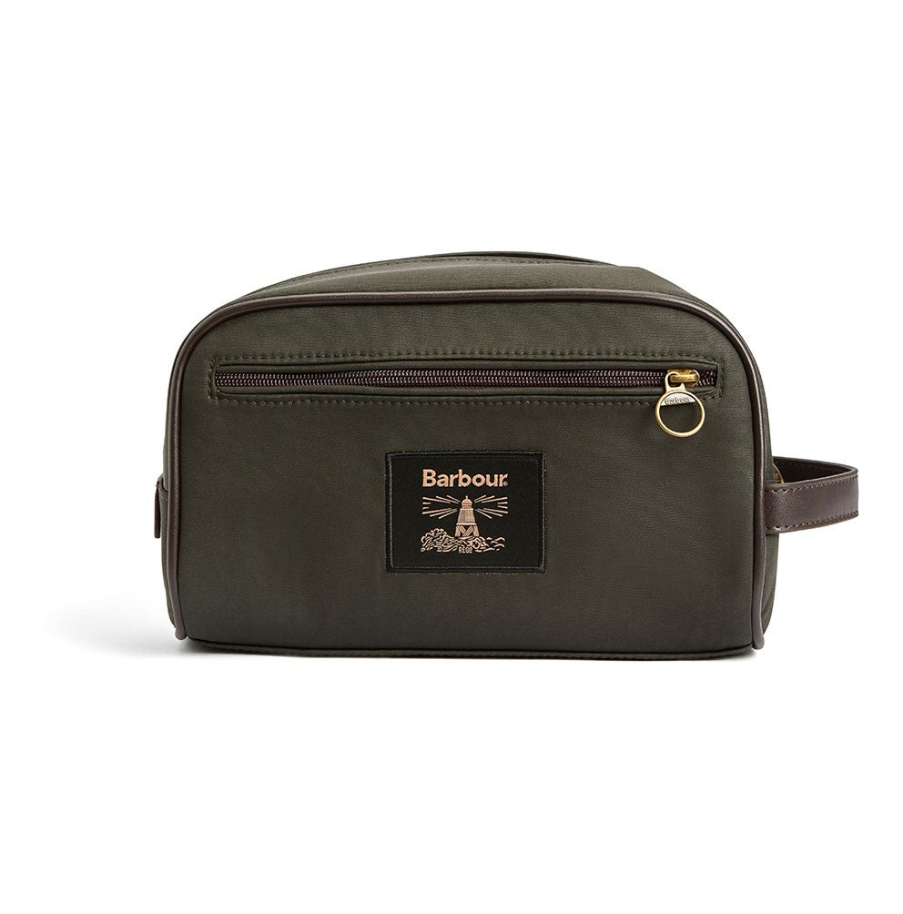Waxed Washbag - Olive/Beacon
