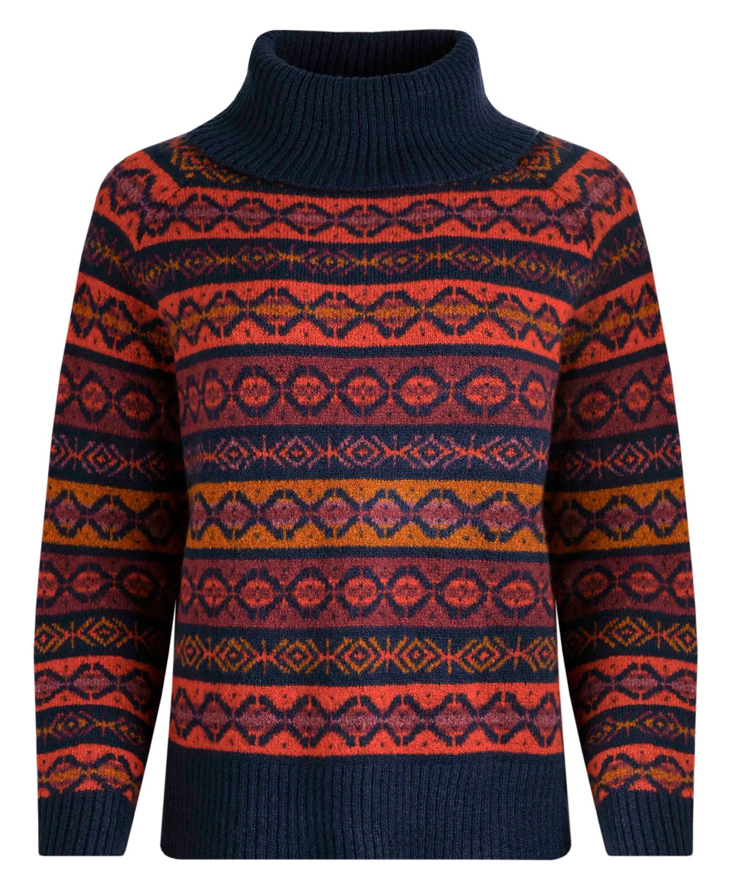 Annecy Fair Isle Roll Neck Jumper - Navy